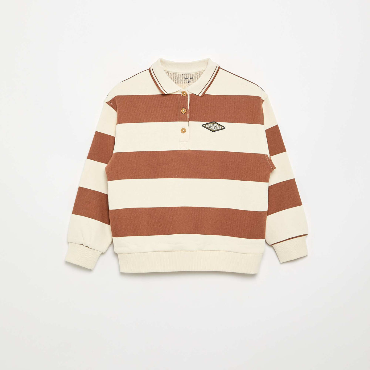 Long-sleeved rugby style polo shirt BEIGE