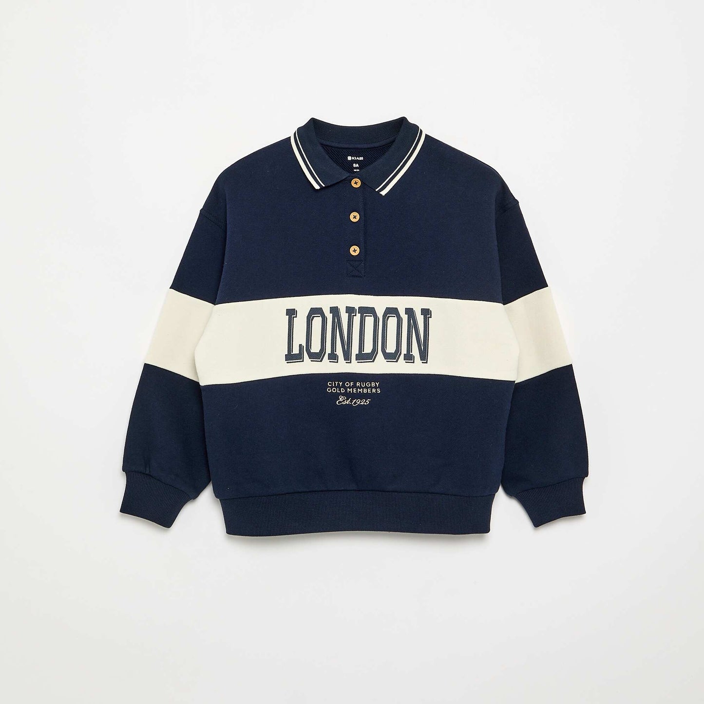 Long-sleeved rugby style polo shirt BLUE