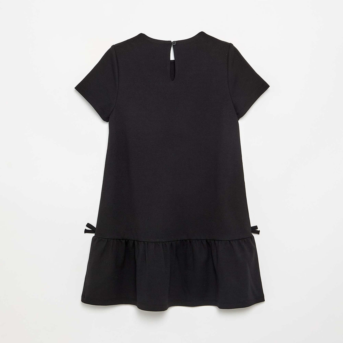 Printed Short-Sleeved Dress BLACK