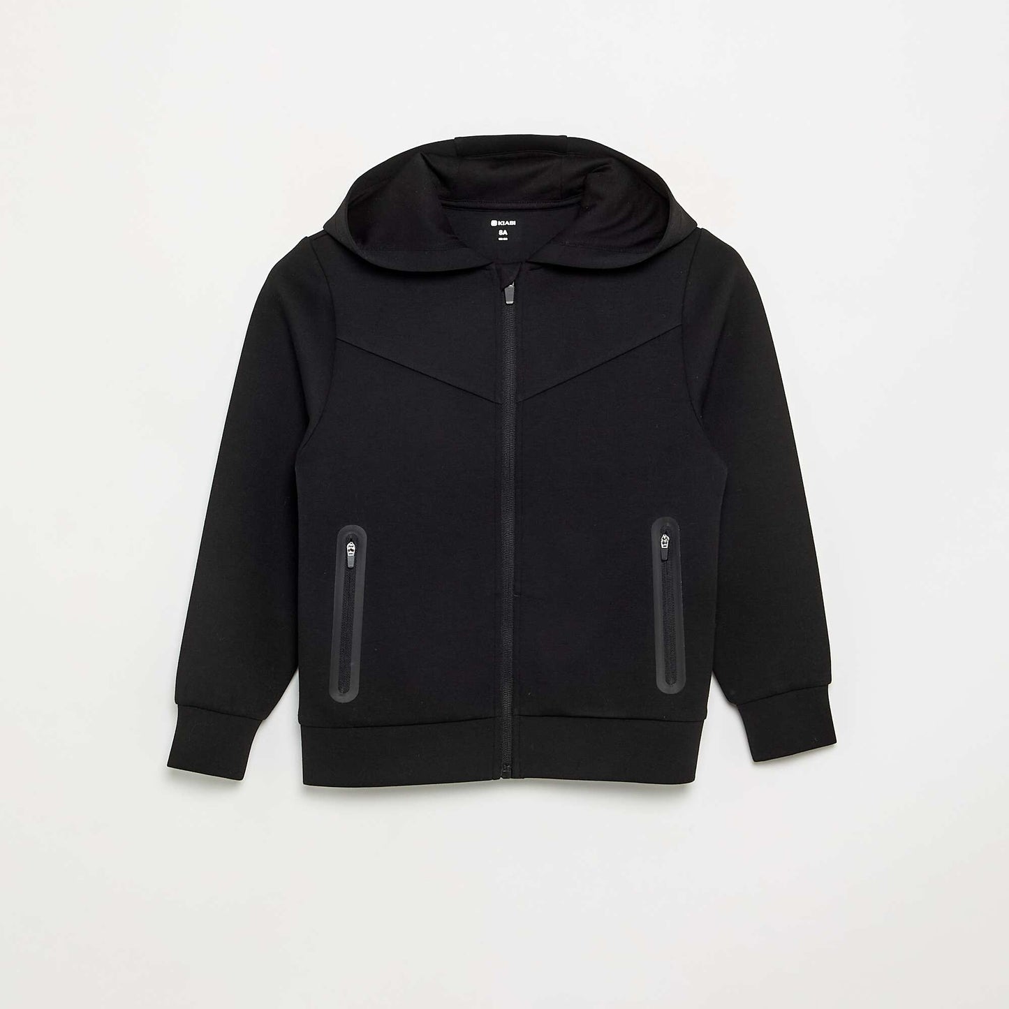 Zipped Hooded Sweatshirt with 2 Zip Pockets BLACK