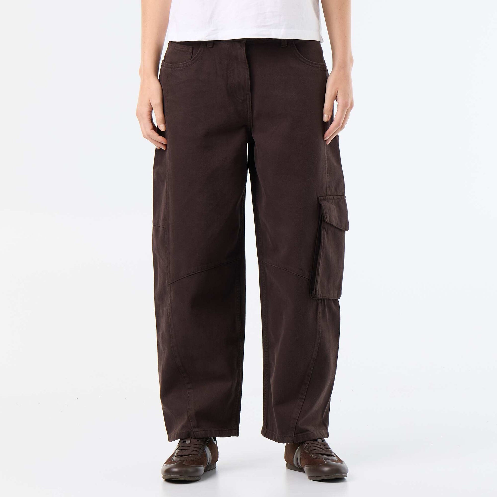 Balloon pants with flap pocket BROWN