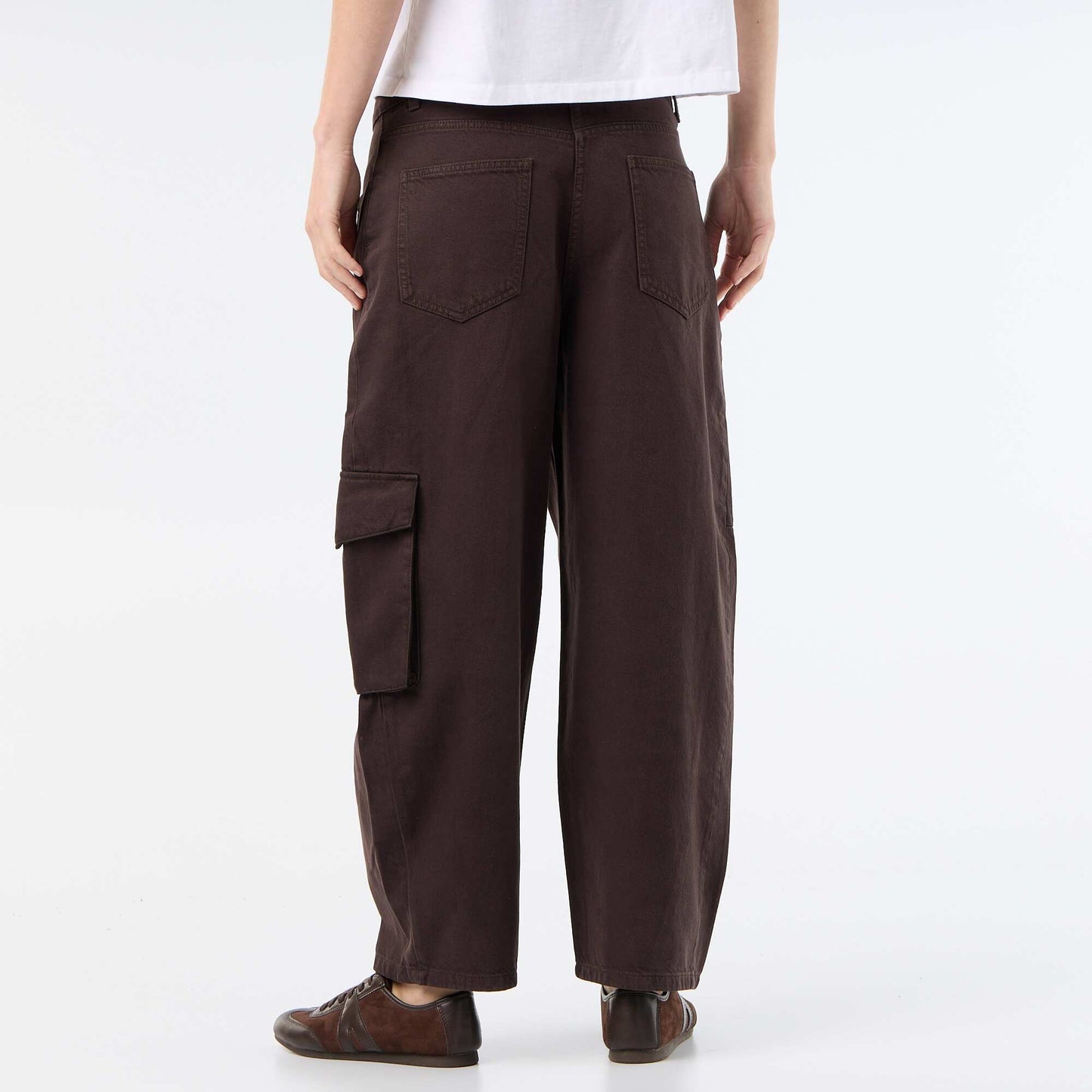 Balloon pants with flap pocket BROWN