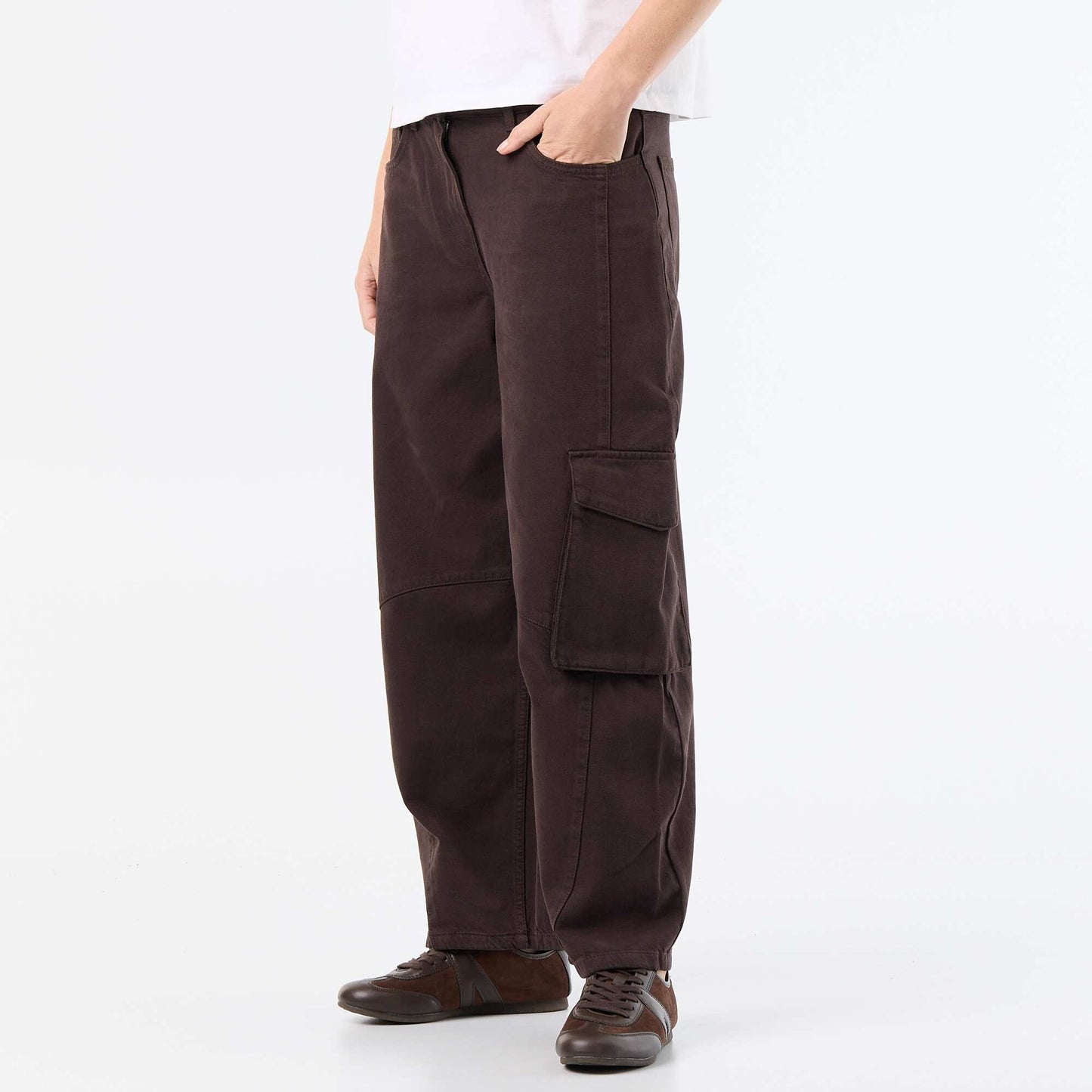 Balloon pants with flap pocket BROWN
