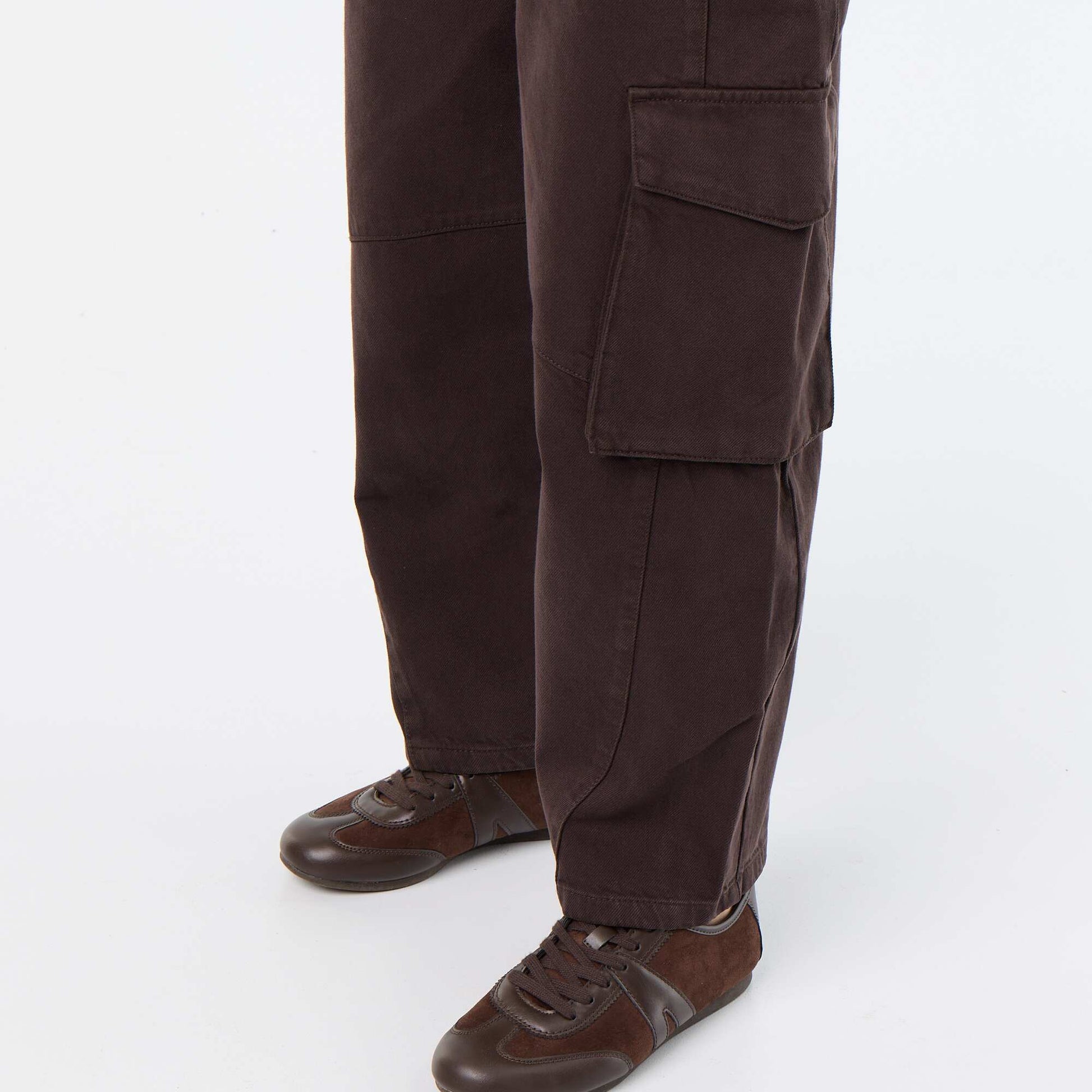 Balloon pants with flap pocket BROWN