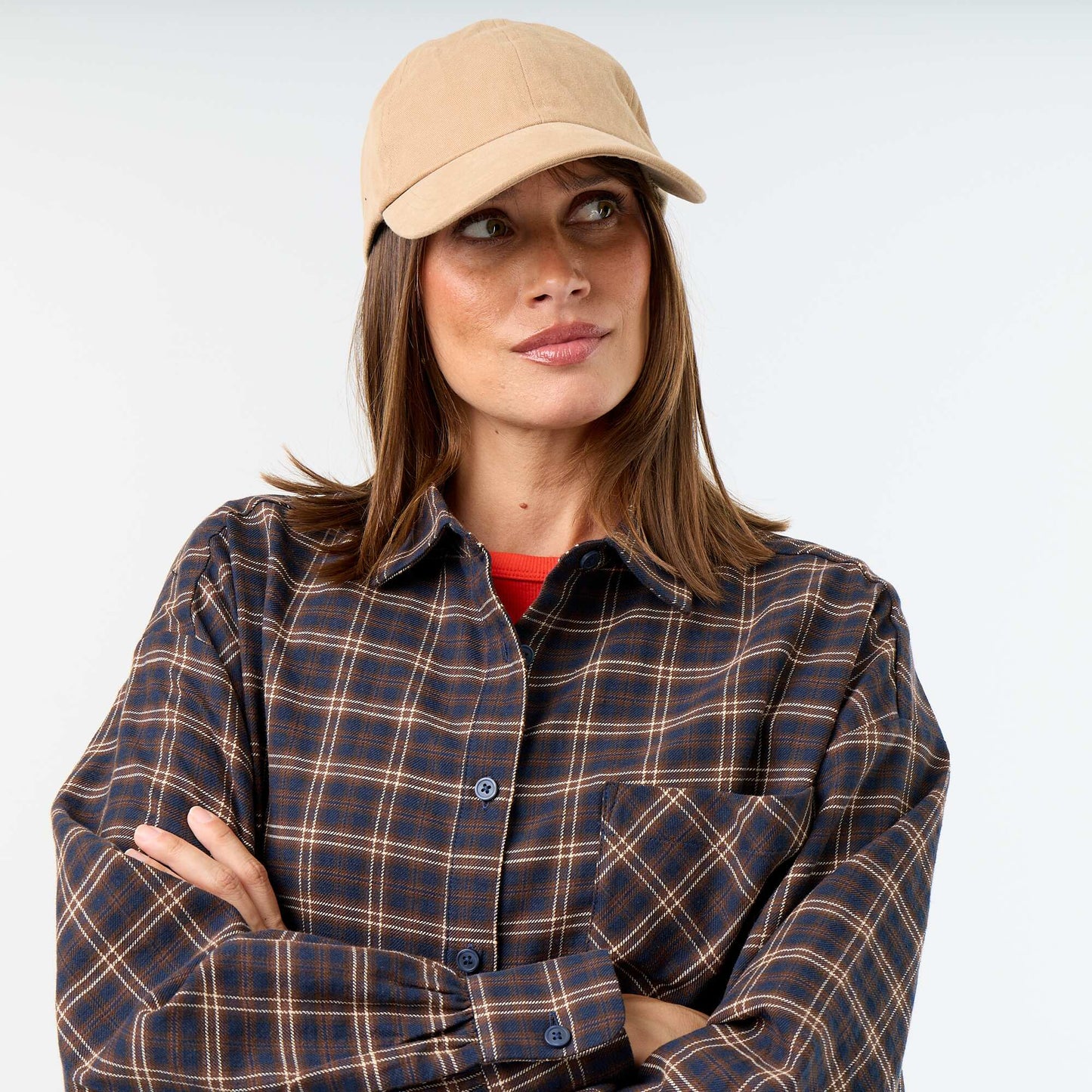 Long-sleeved checked shirt BLUE