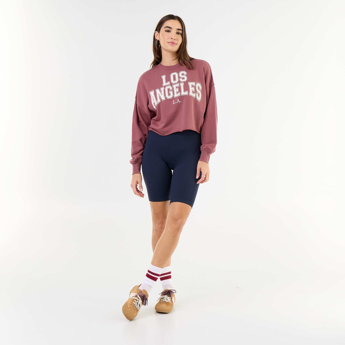 Printed thin sweatshirt with raw hem PINK