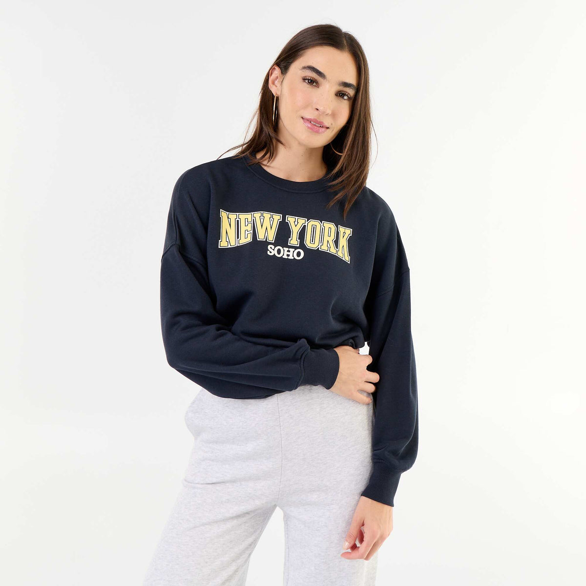Printed thin sweatshirt with raw hem GREY