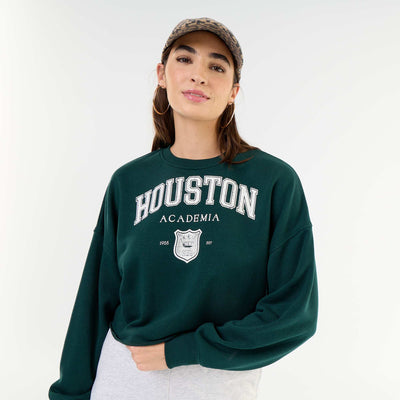 Printed thin sweatshirt with raw hem GREEN