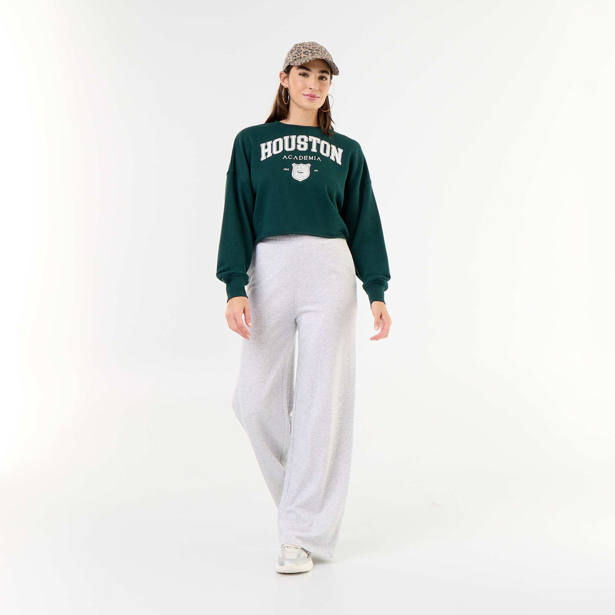 Printed thin sweatshirt with raw hem GREEN
