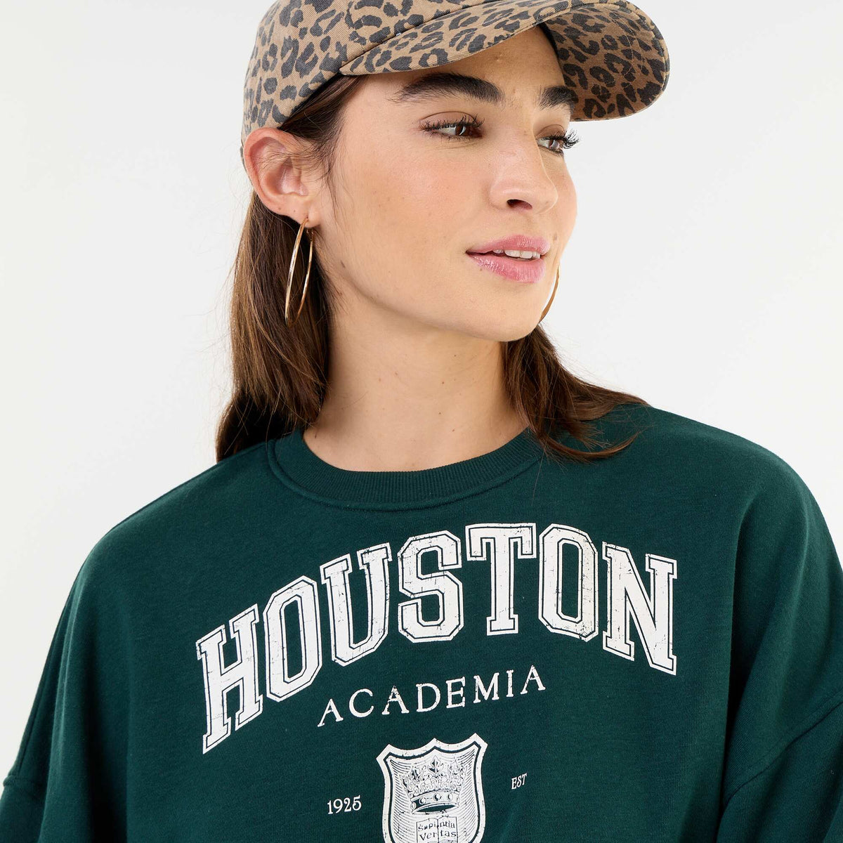Printed thin sweatshirt with raw hem GREEN