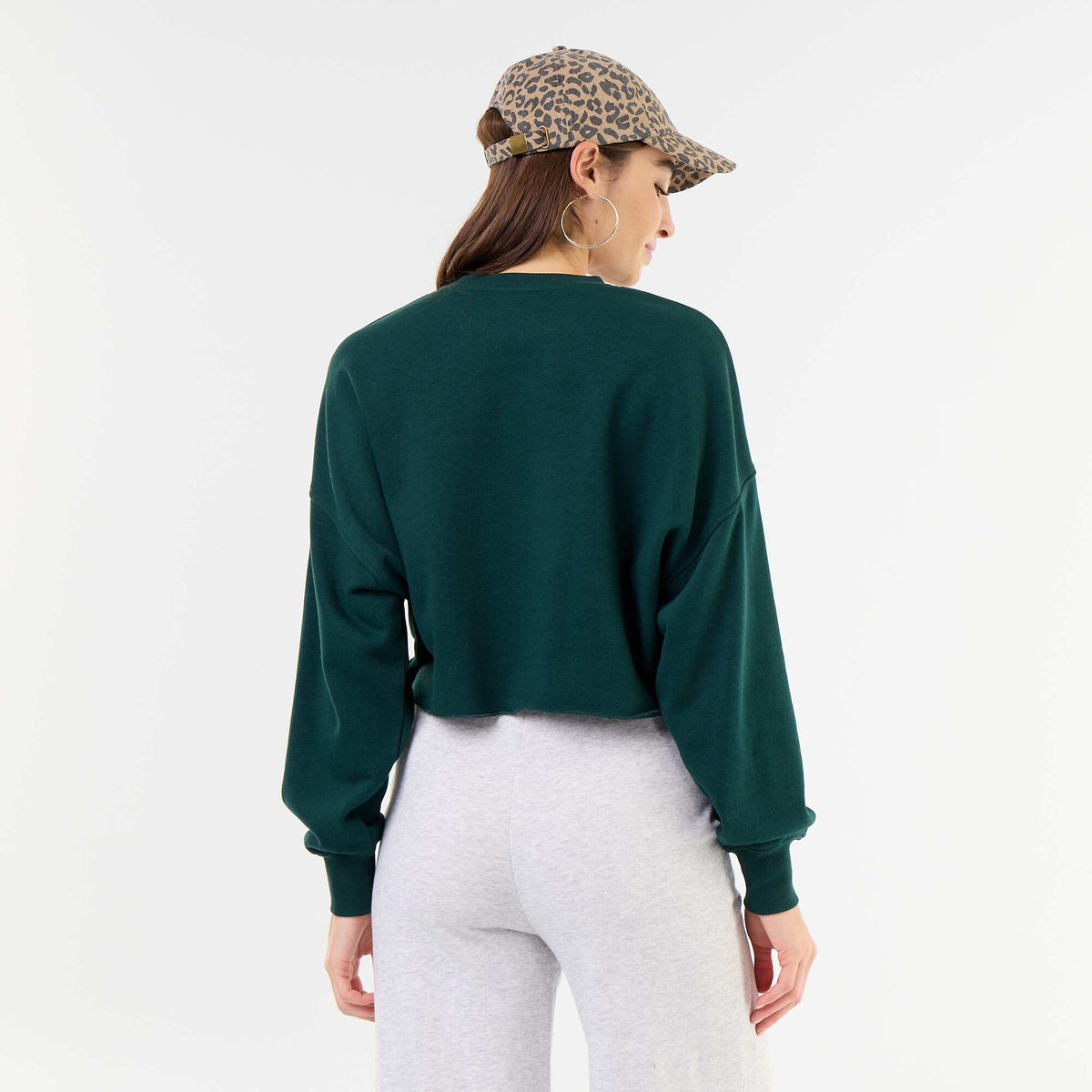 Printed thin sweatshirt with raw hem GREEN