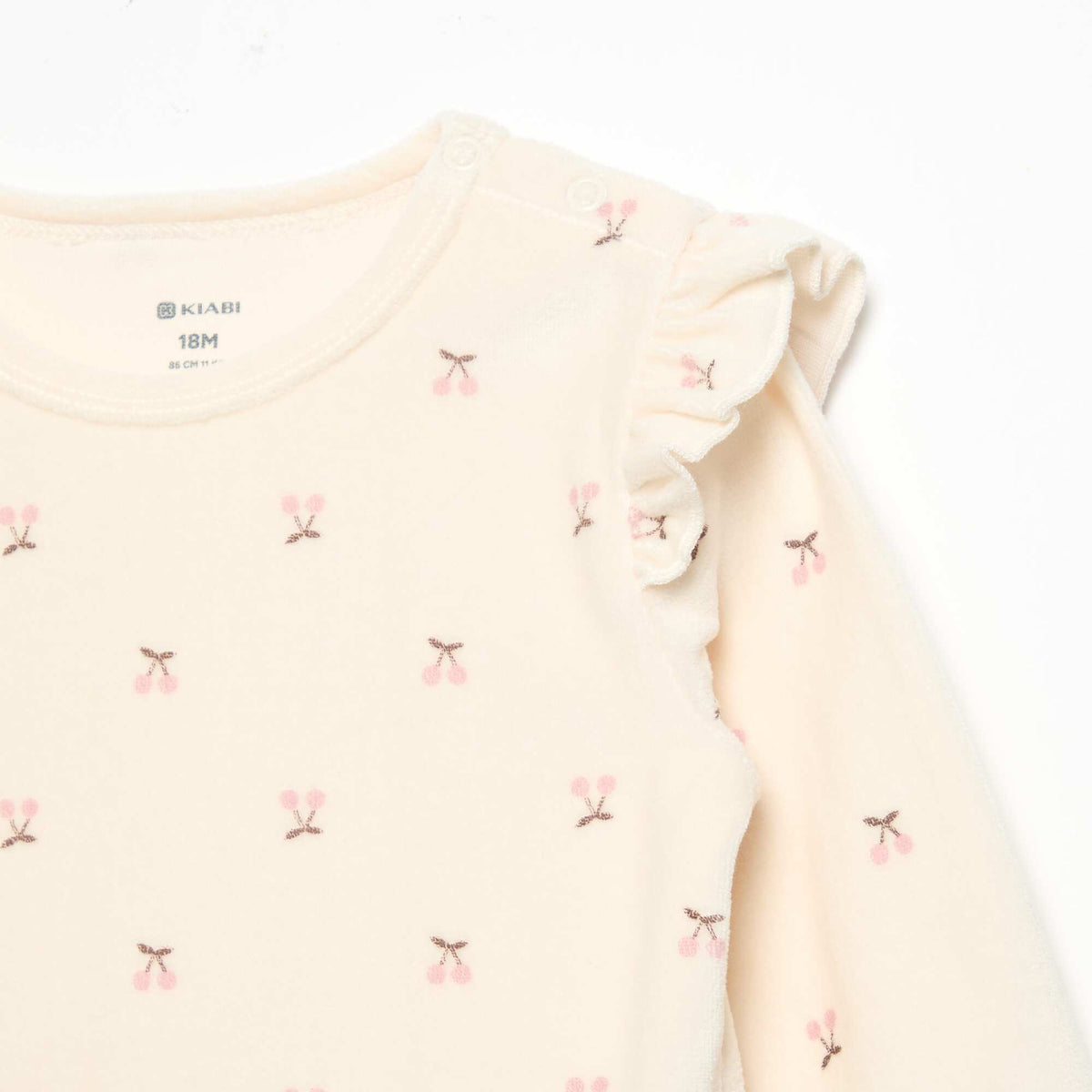 Velvet 2-Piece Pyjama Set: Ruffled Sweatshirt & Trousers BEIGE