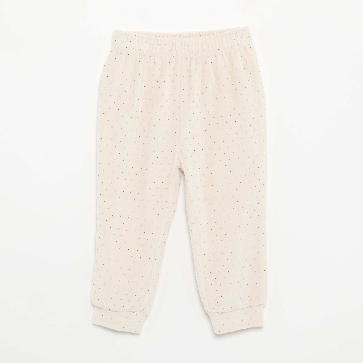 Velvet 2-Piece Pyjama Set: Ruffled Sweatshirt & Trousers BEIGE