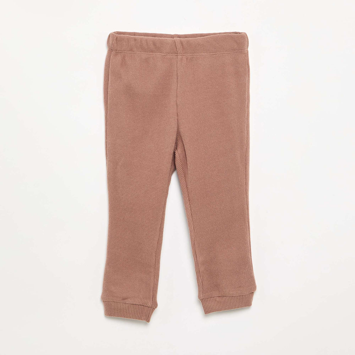 2-piece Waffle Knit Pyjamas - Sweatshirt + Trousers BROWN