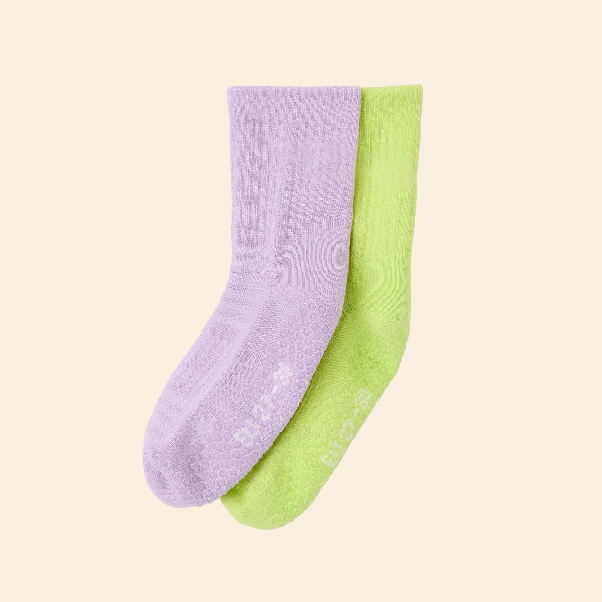 Pack of 2 pairs of anti-slip socks PURPLE