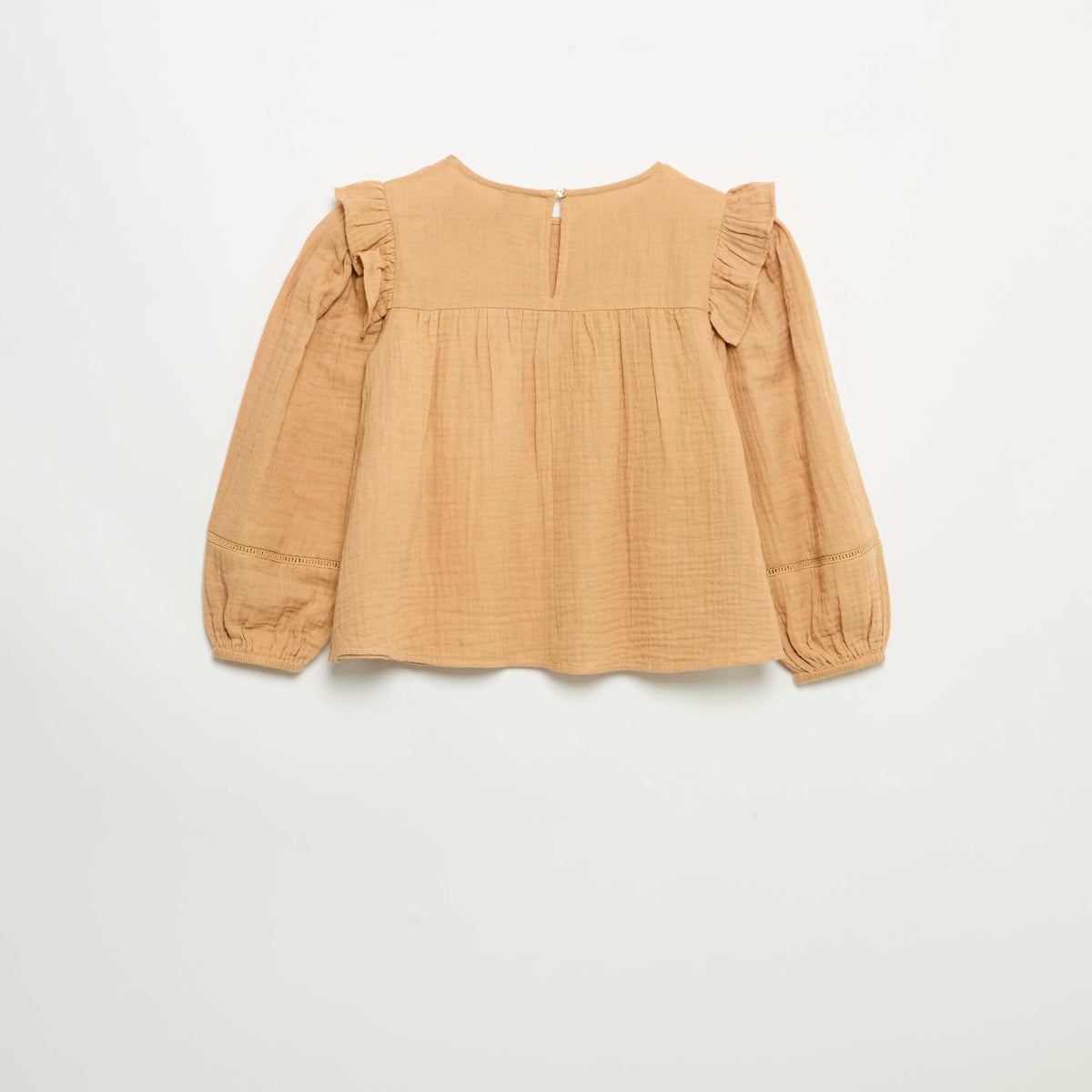 Solid cotton gauze blouse BROWN