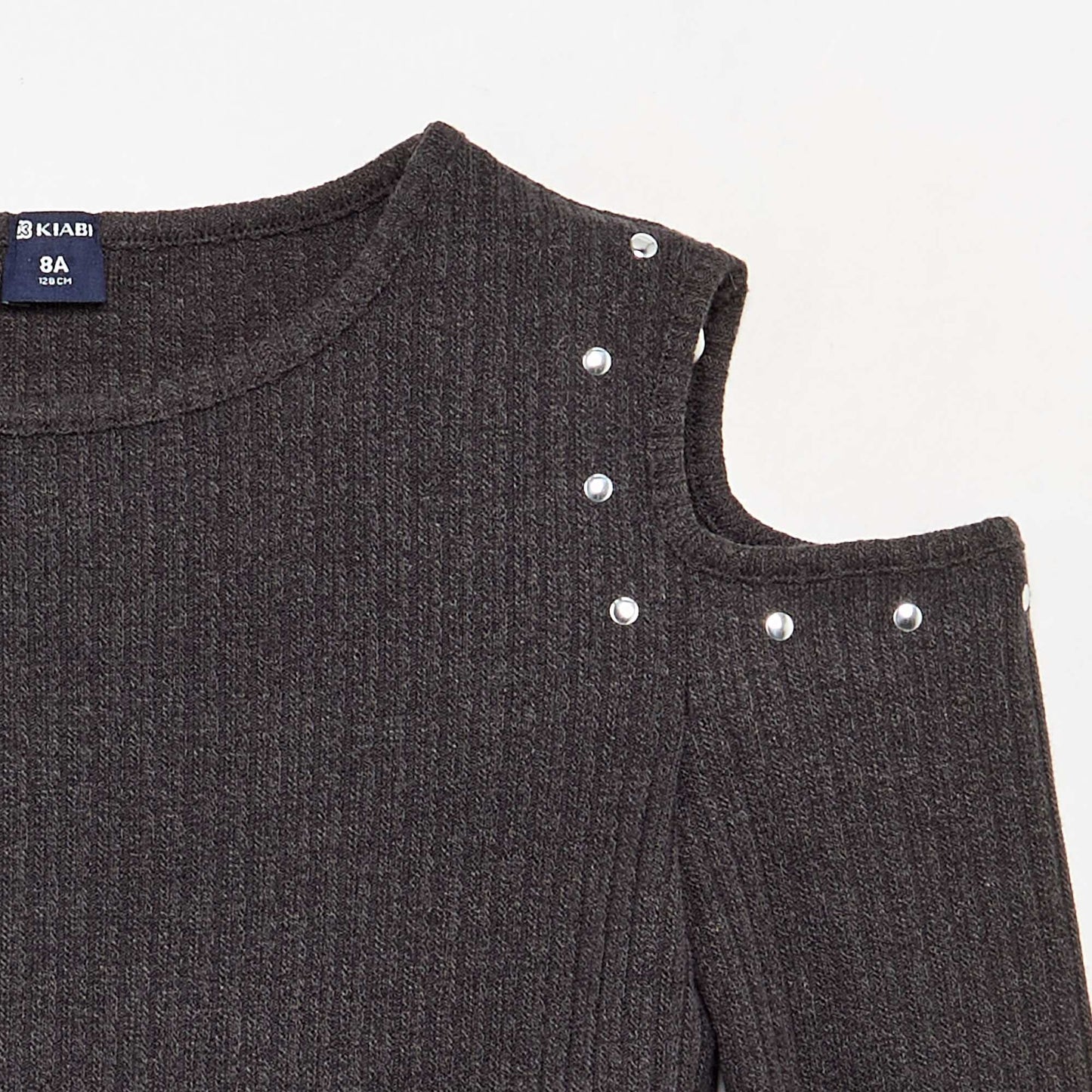 Ribbed Off-the-Shoulder T-shirt BLACK