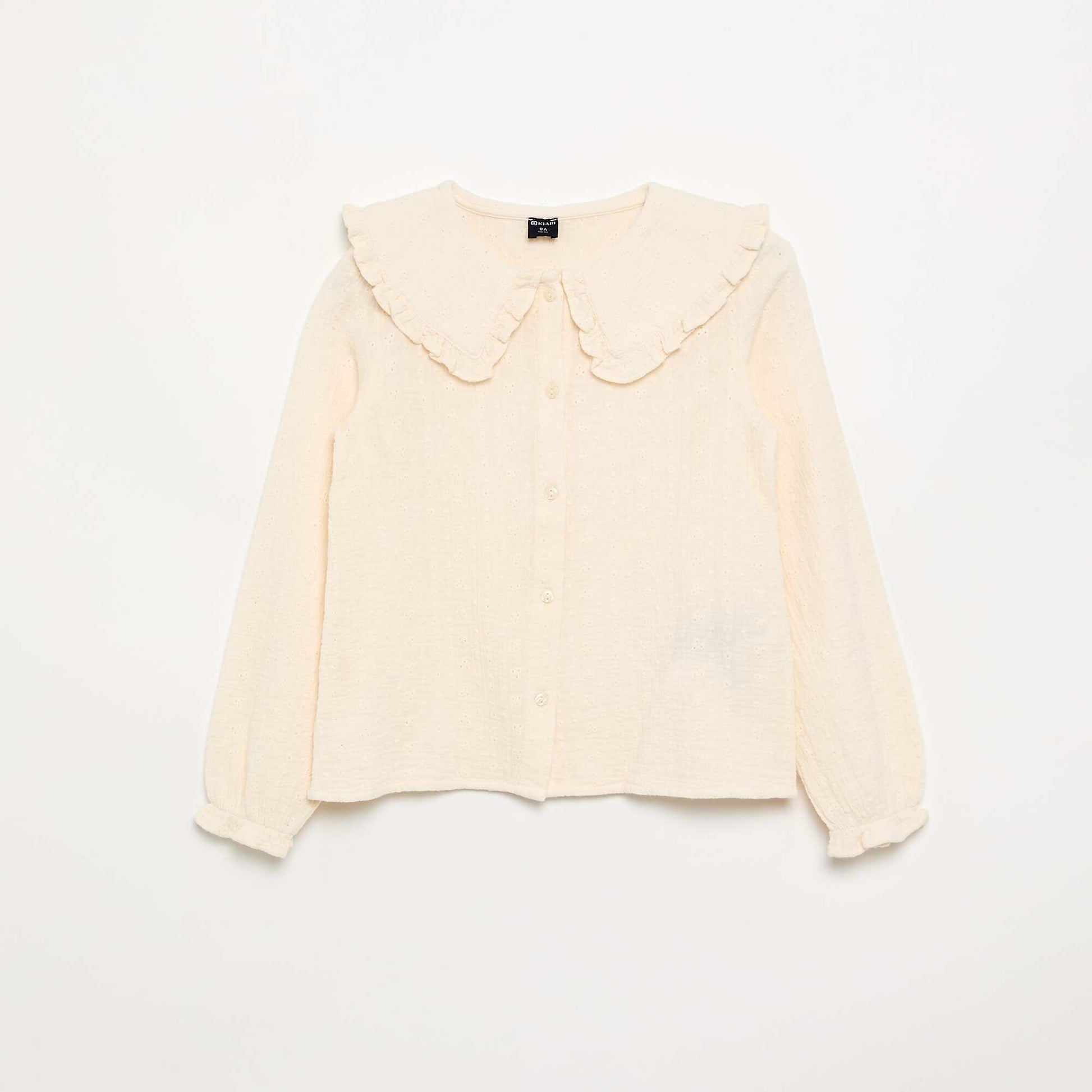 Double gauze blouse with Peter Pan collar BEIGE