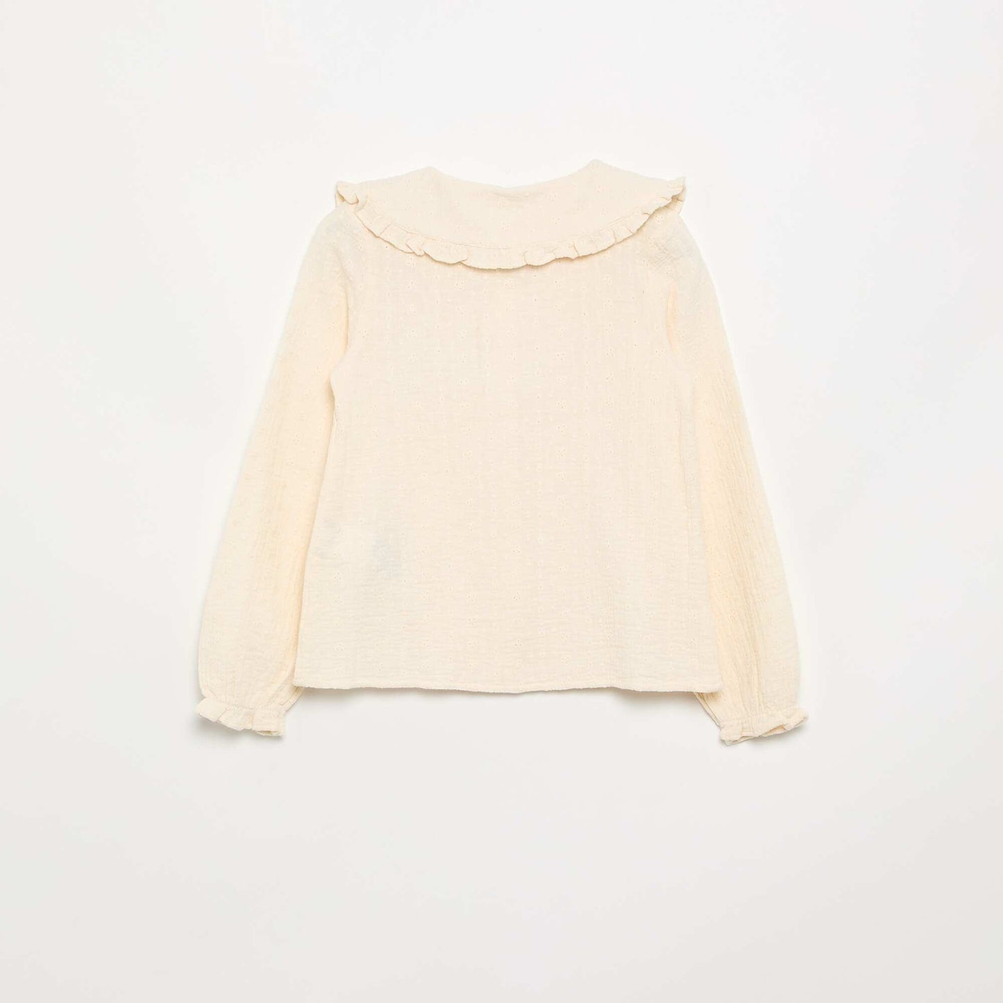 Double gauze blouse with Peter Pan collar BEIGE