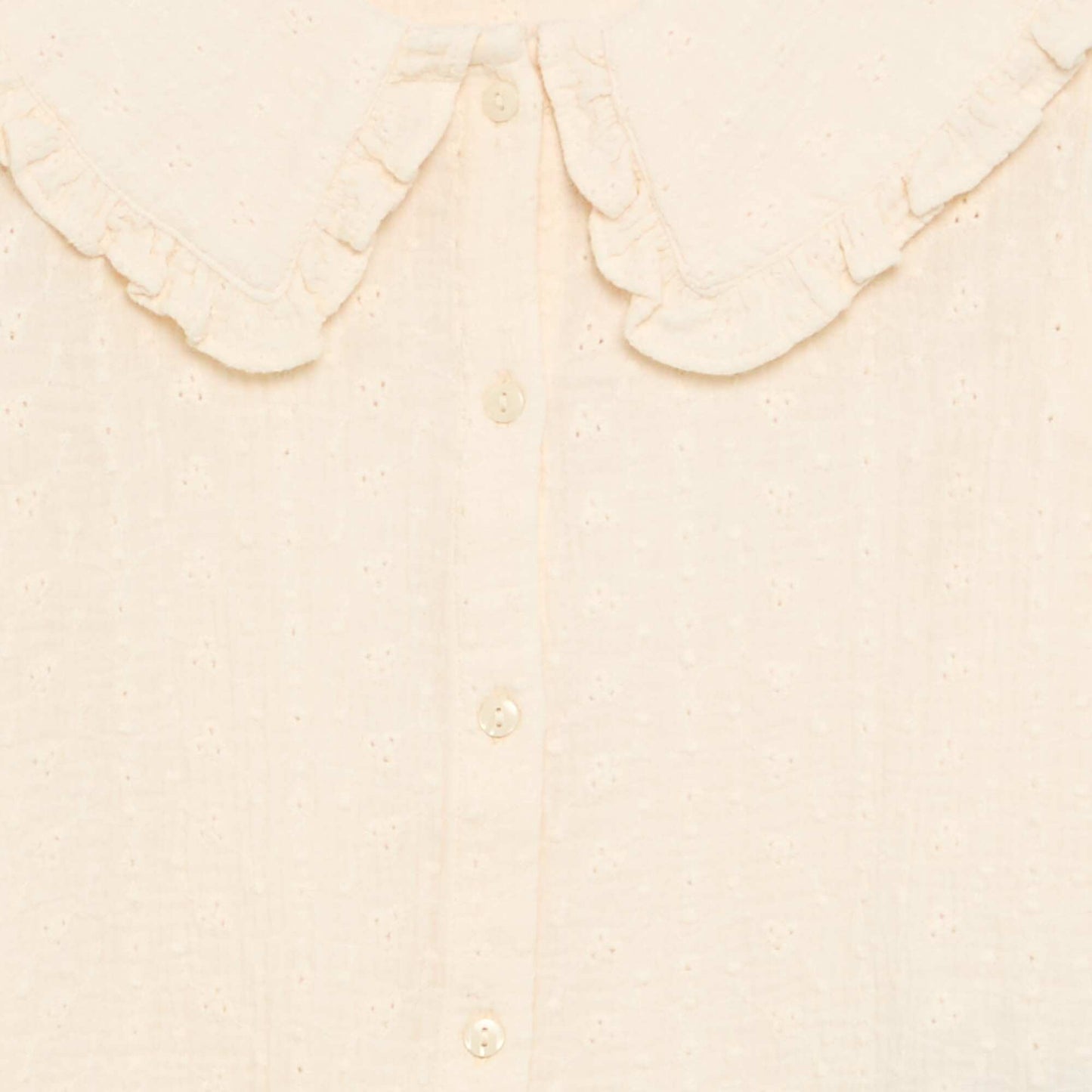 Double gauze blouse with Peter Pan collar BEIGE