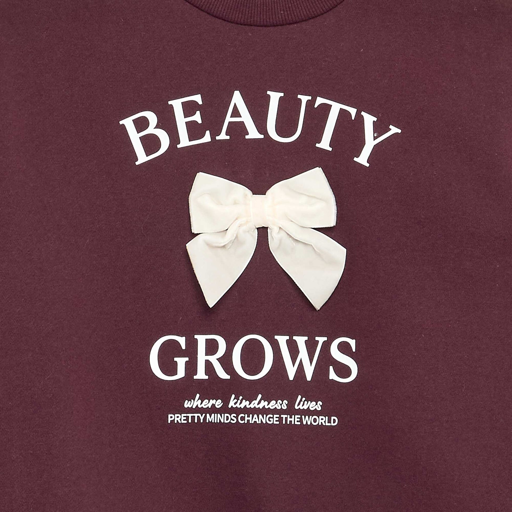 Long-sleeved sweatshirt with bow BROWN