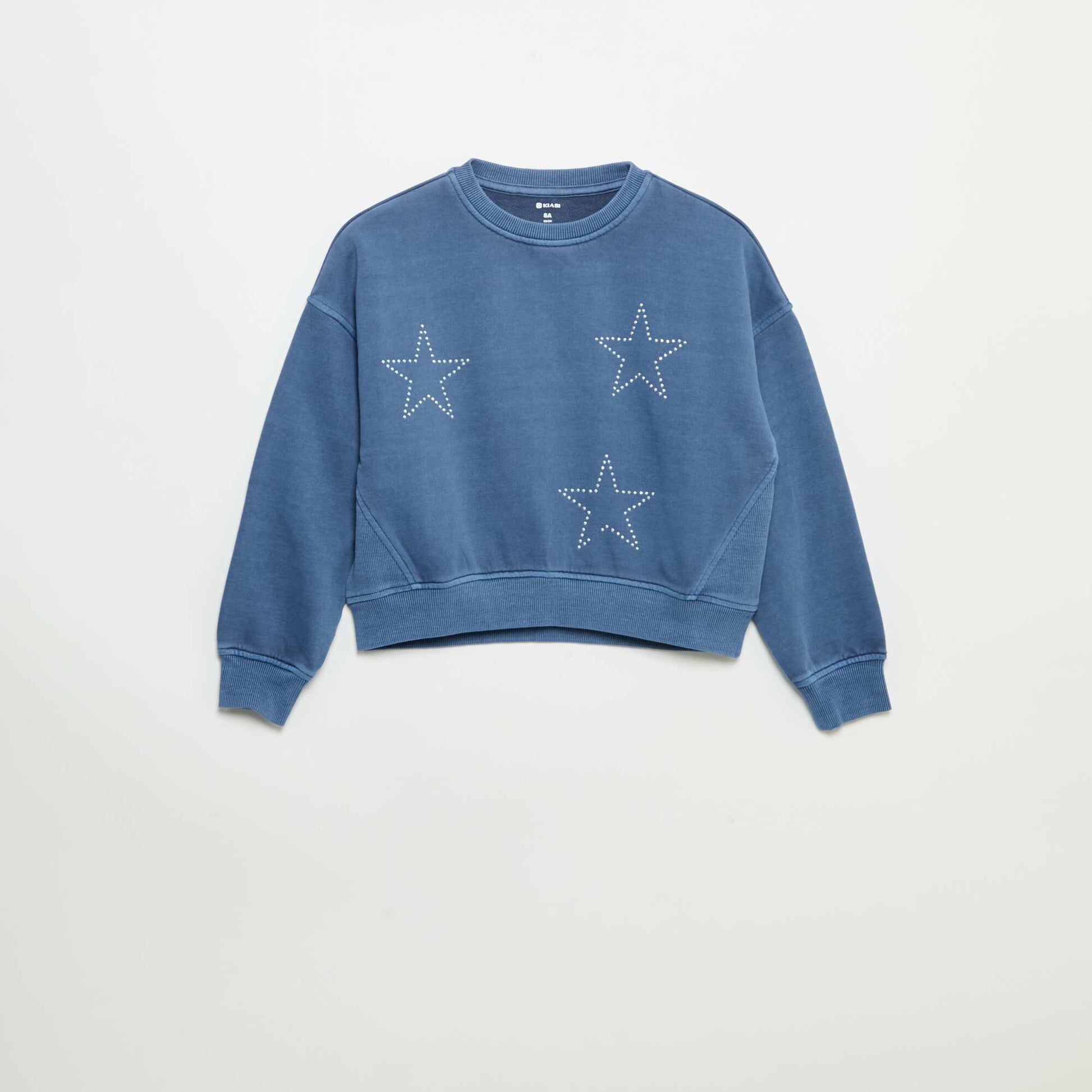 Sweatshirt with rhinestone stars BLUE