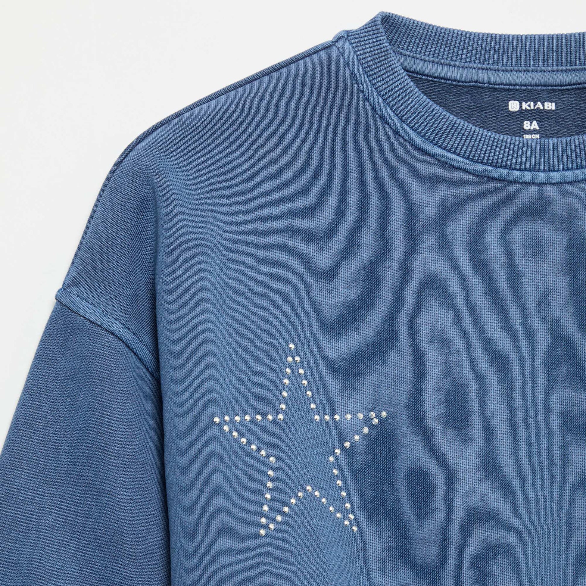 Sweatshirt with rhinestone stars BLUE