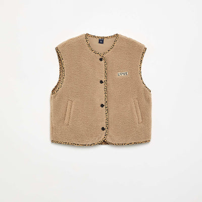Fluffy Sleeveless Vest BEIGE