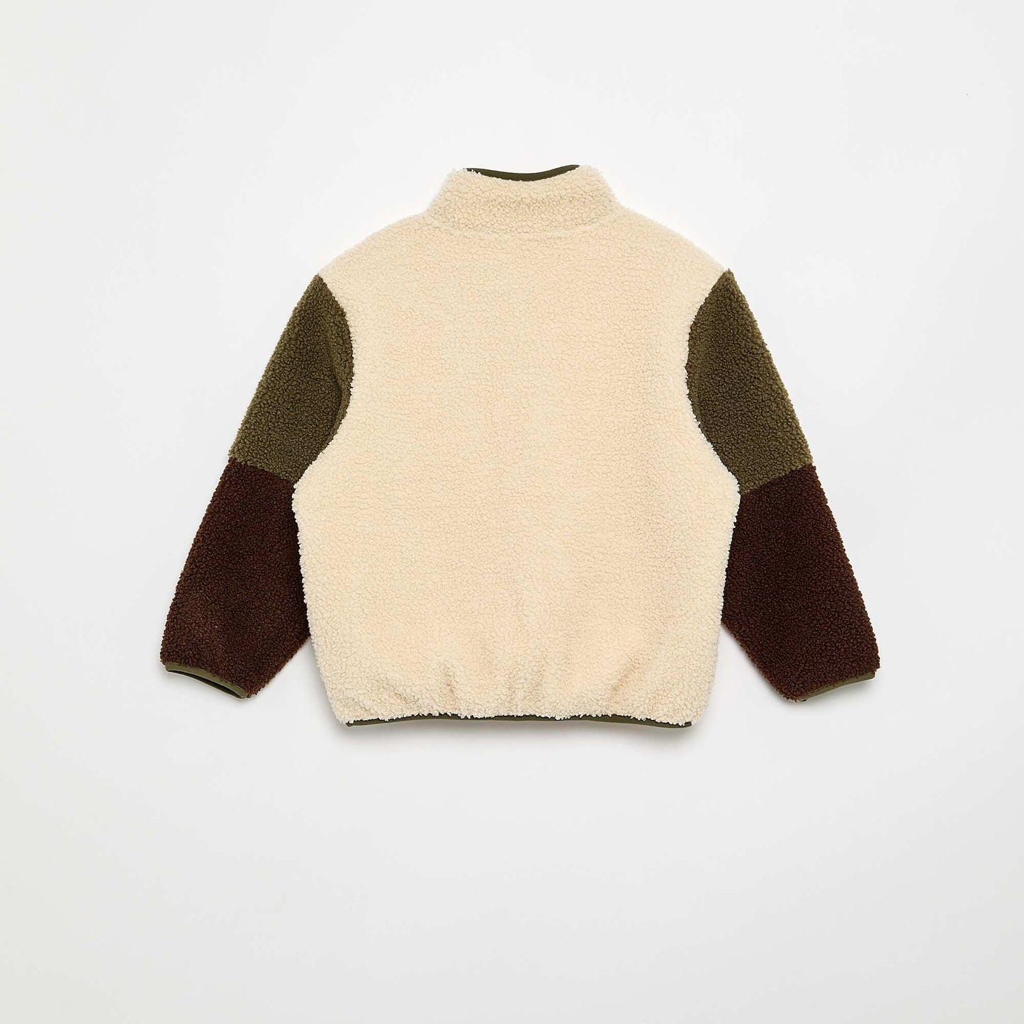 High-neck zipped sherpa sweatshirt BEIGE