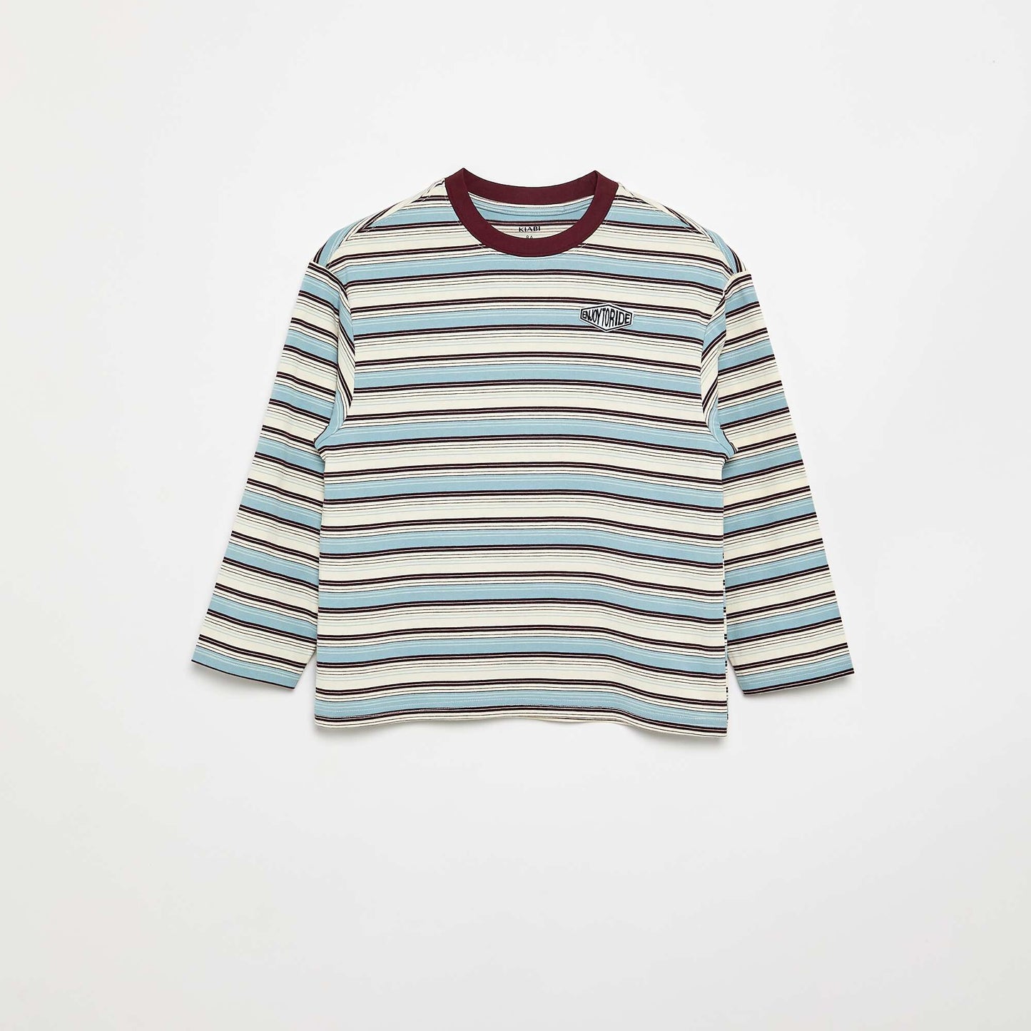 Long-sleeved patterned and slogan T-shirt BLUE