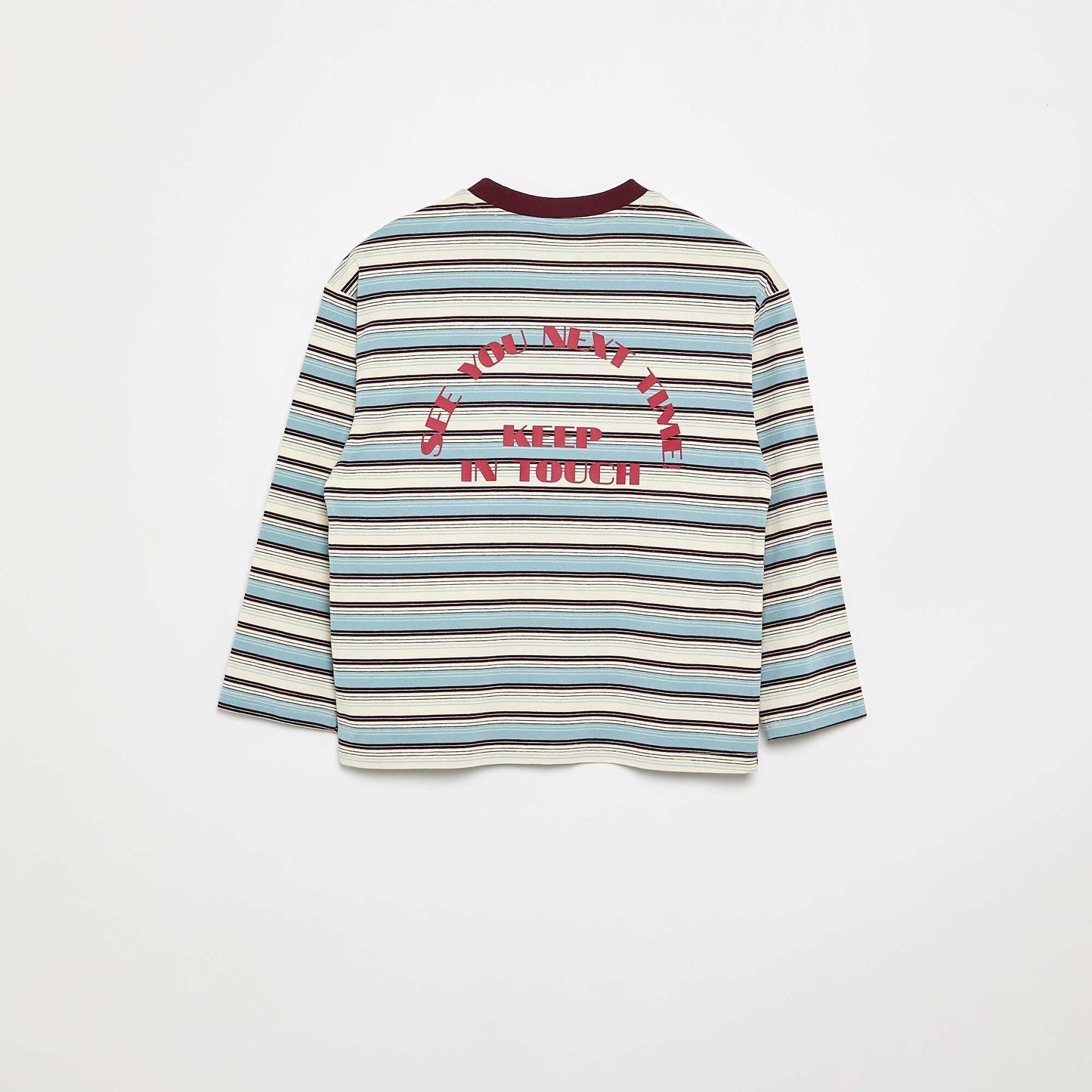 Long-sleeved patterned and slogan T-shirt BLUE