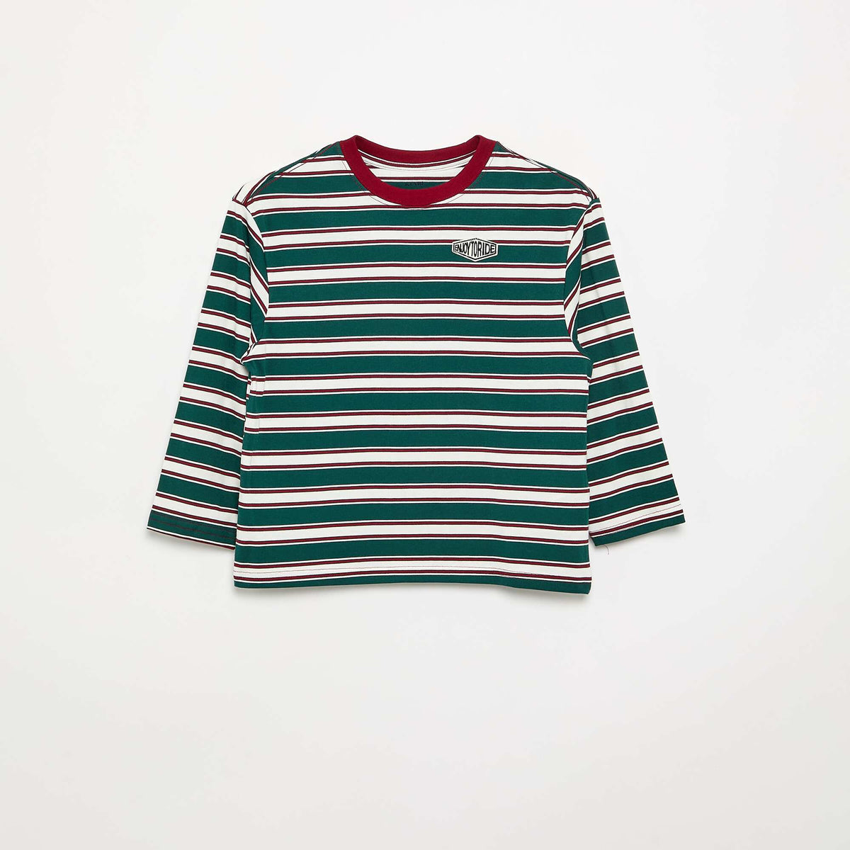 Long-sleeved patterned and slogan T-shirt GREEN