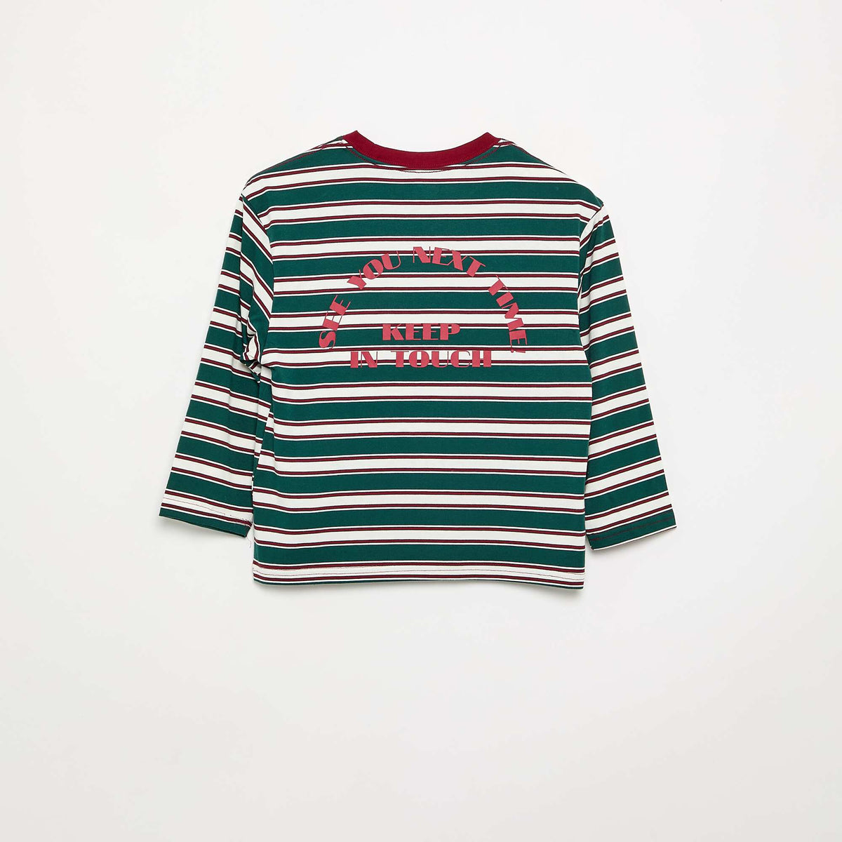 Long-sleeved patterned and slogan T-shirt GREEN
