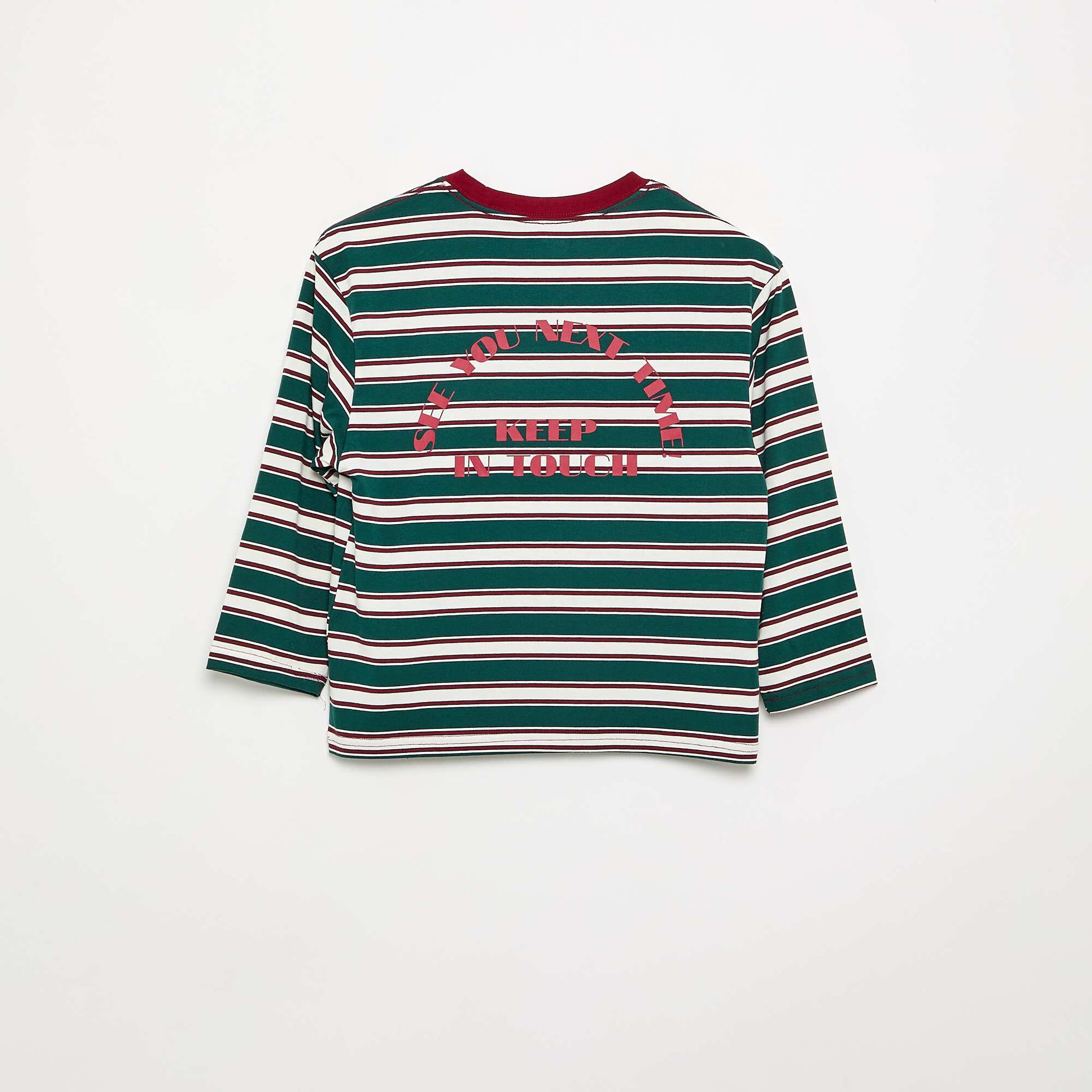 Long-sleeved patterned and slogan T-shirt GREEN