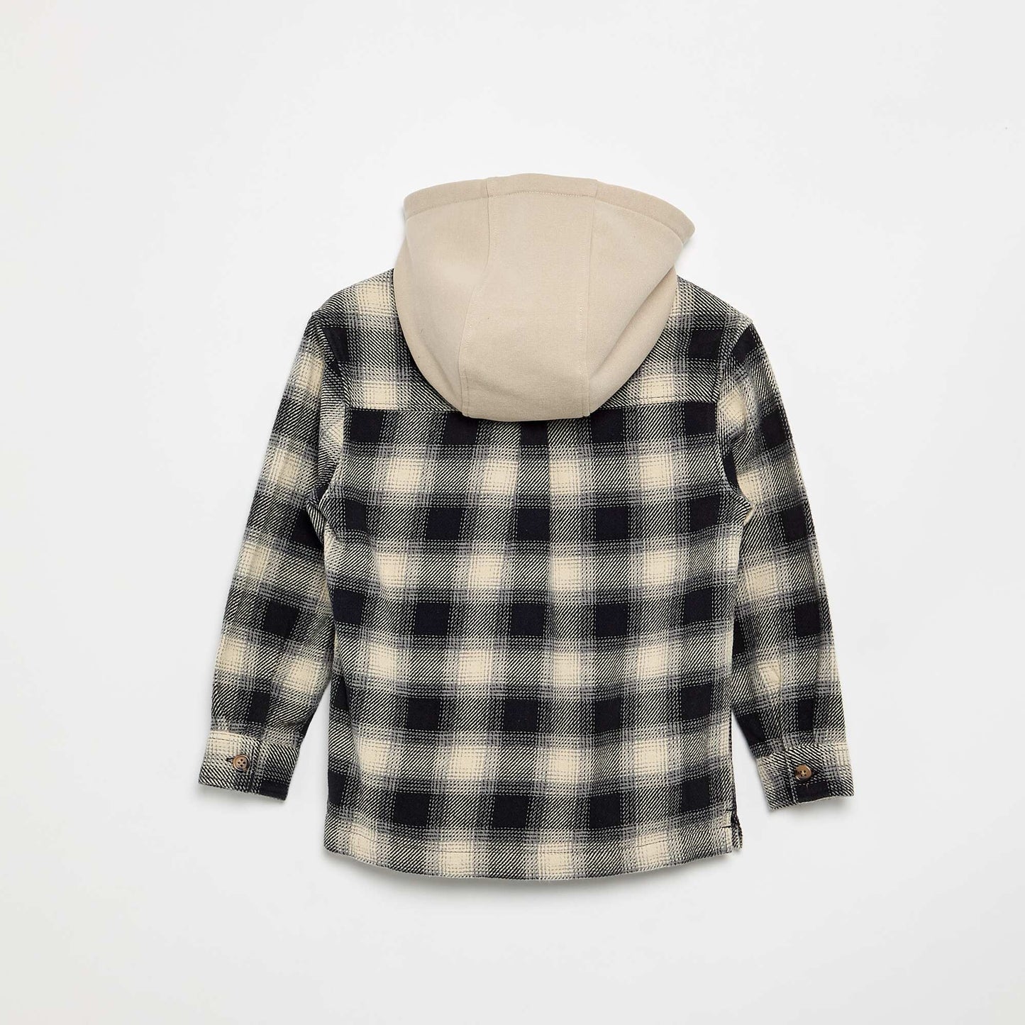Plaid Flannel Hooded Shirt WHITE