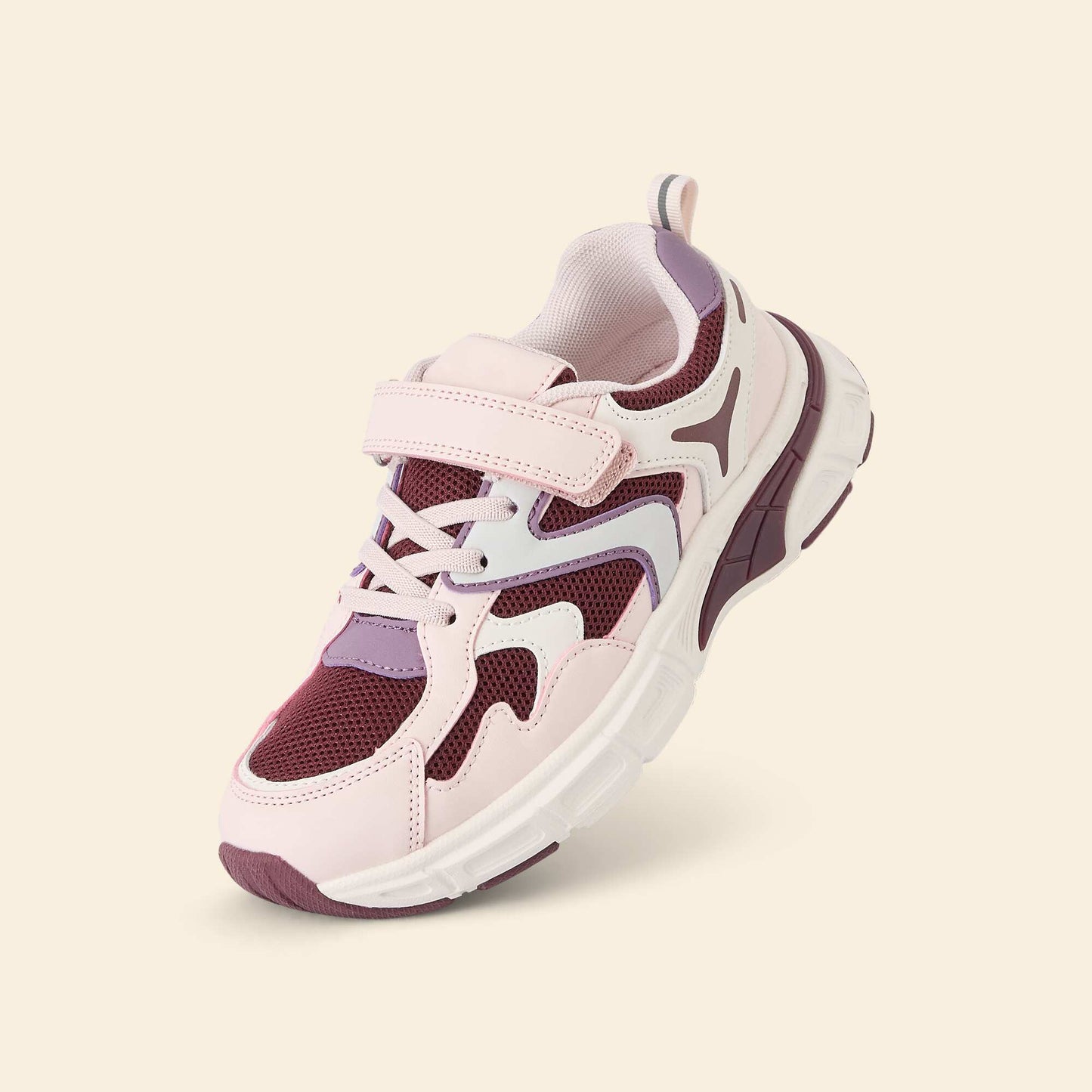 Multicolored Sports Sneakers with Hook-and-Loop Strap PINK