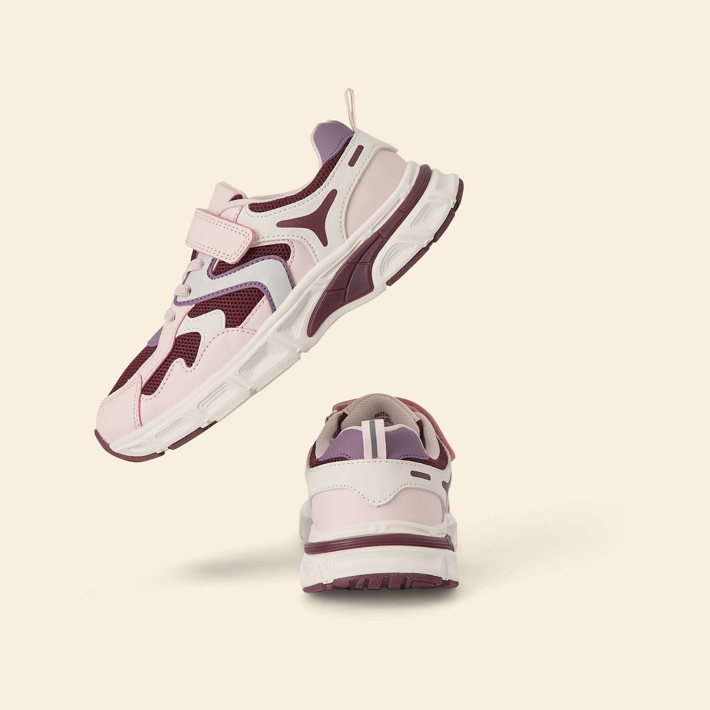 Multicolored Sports Sneakers with Hook-and-Loop Strap PINK