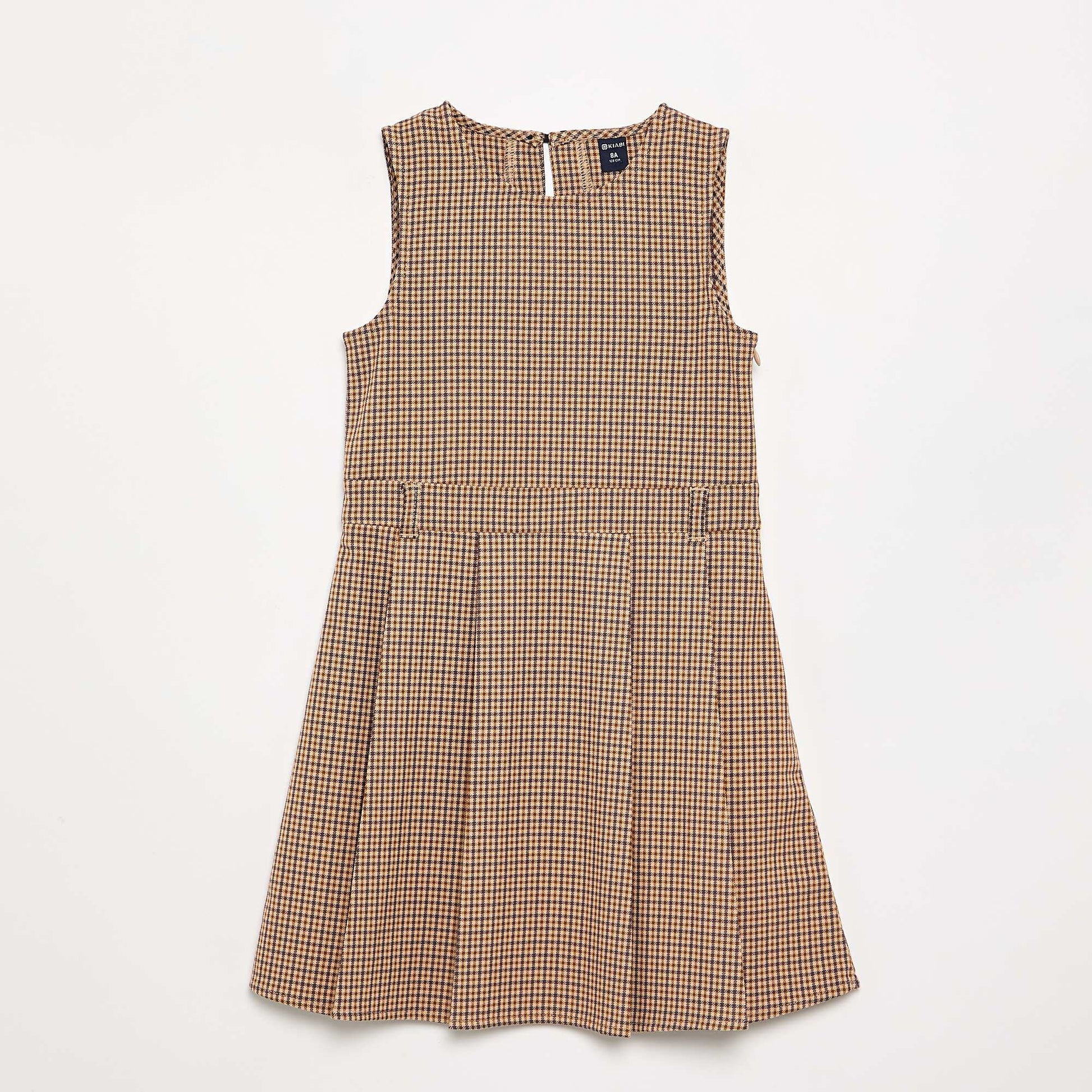 Sleeveless Plaid Dress BROWN