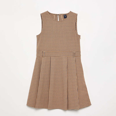 Sleeveless Plaid Dress BROWN