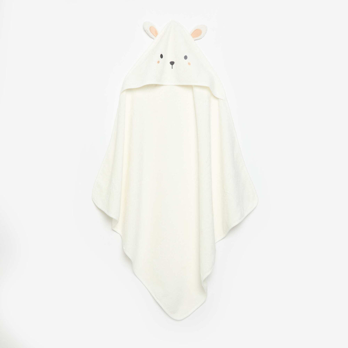 Hooded bath cape with animal ears WHITE