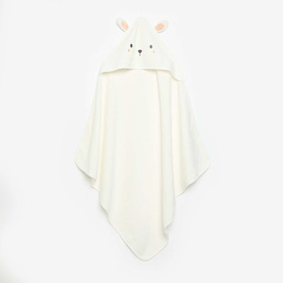 Hooded bath cape with animal ears WHITE