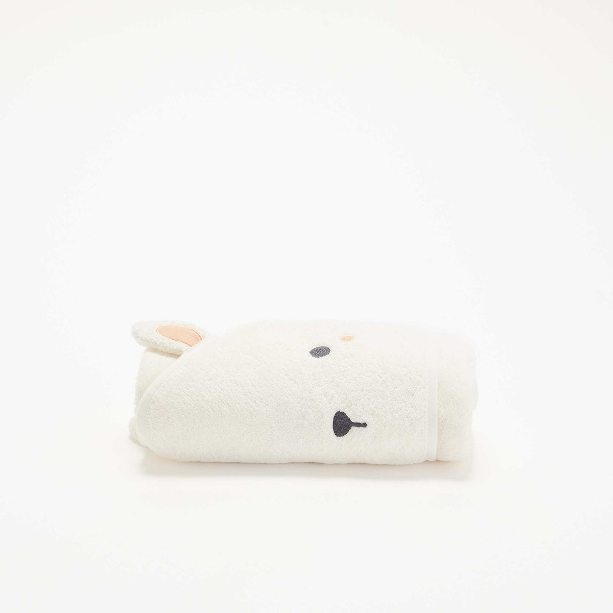 Hooded bath cape with animal ears WHITE