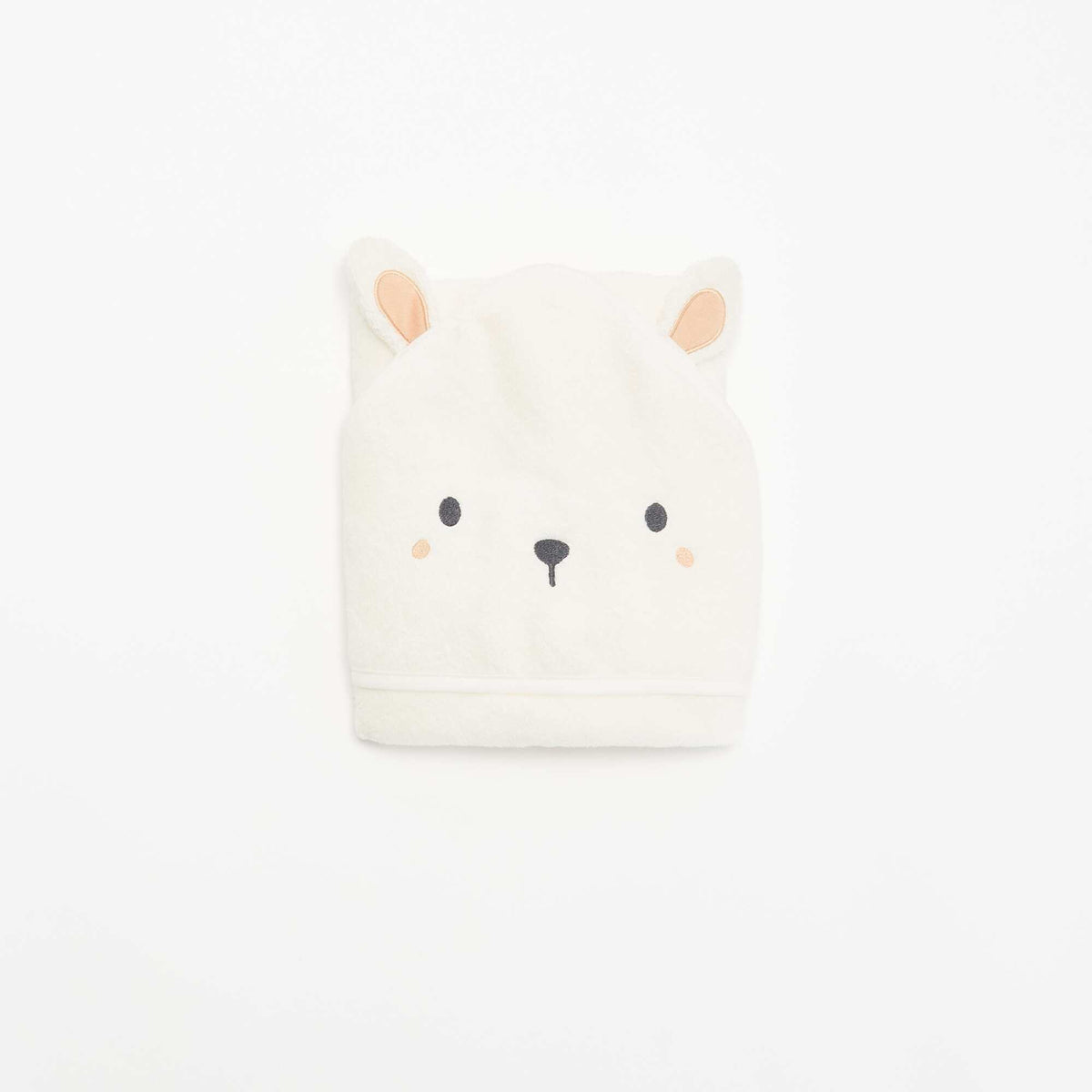 Hooded bath cape with animal ears WHITE
