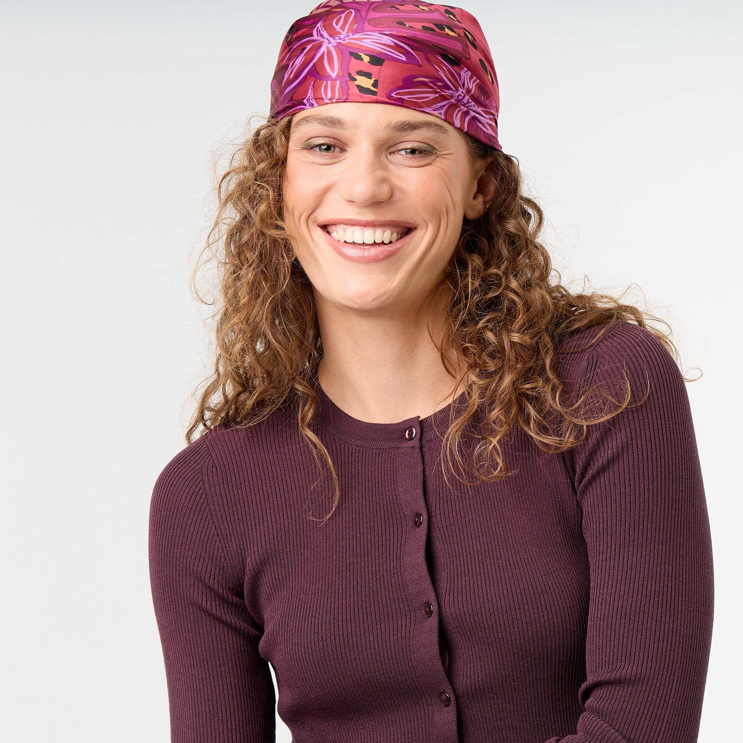 Ruffled Trim Ribbed Cardigan PURPLE