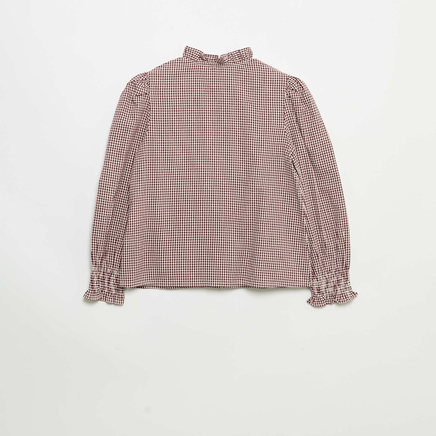 Gingham blouse with ruffles RED