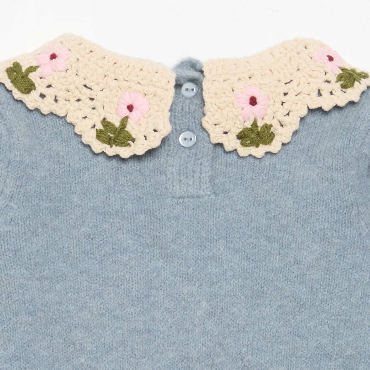 Sweater with embroidered collar BLUE