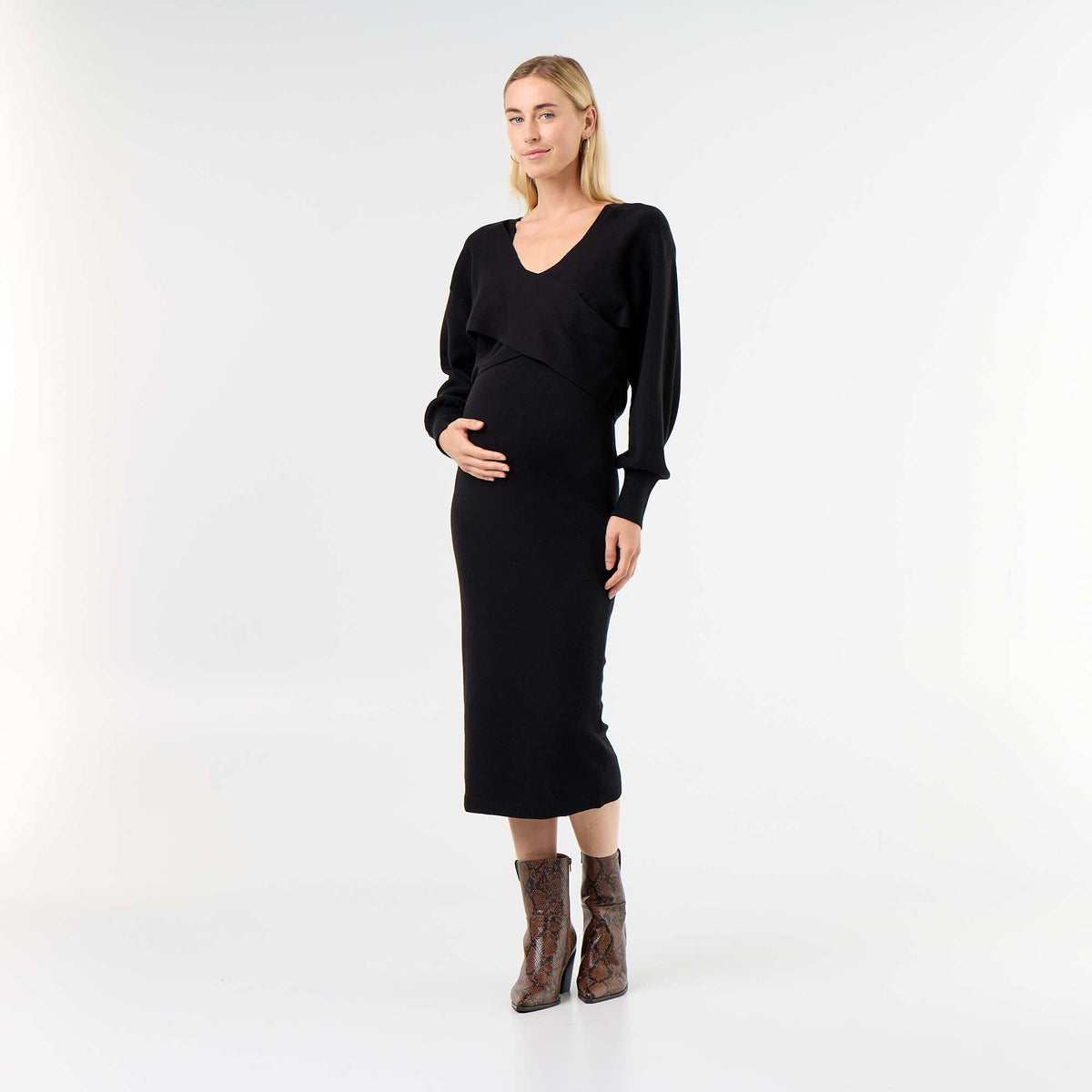 2-in-1 Maternity Sweater Dress BLACK