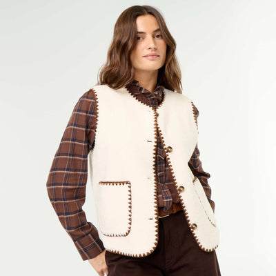 Sleeveless Faux Shearling Vest BEIGE
