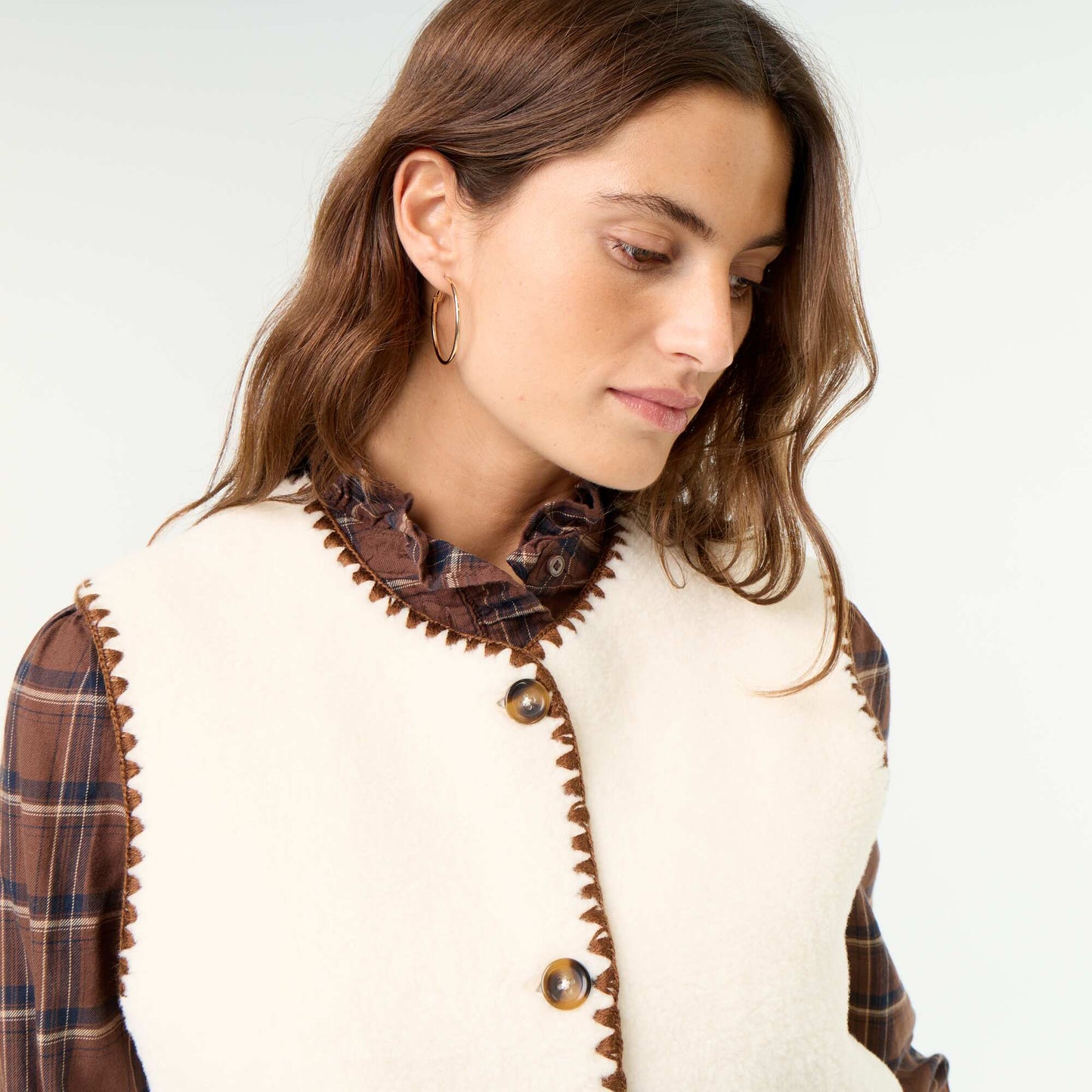 Sleeveless Faux Shearling Vest BEIGE