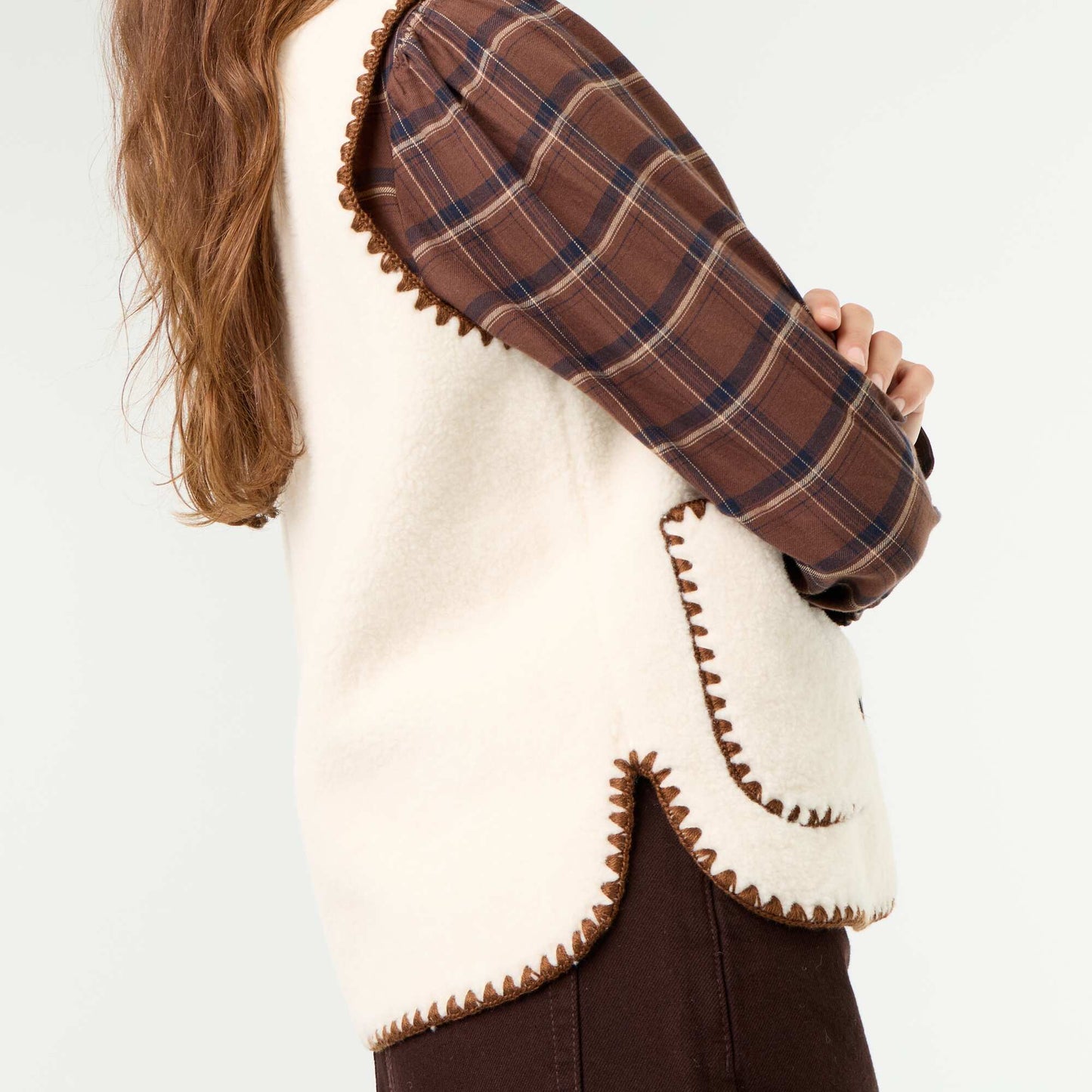 Sleeveless Faux Shearling Vest BEIGE